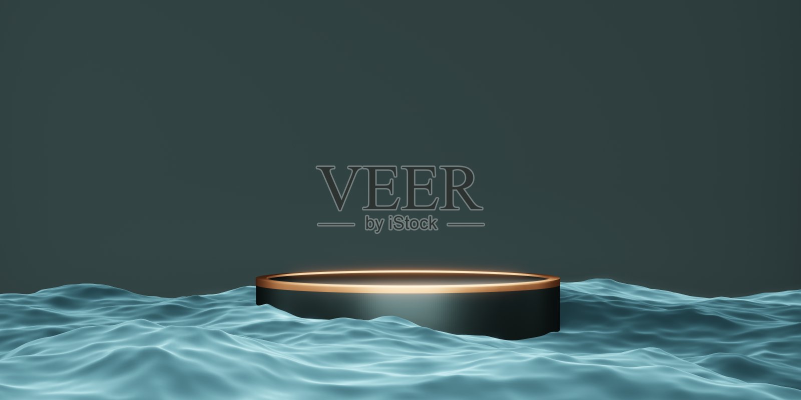 舞台产品讲台舞台蓝色的水上三维插图照片摄影图片