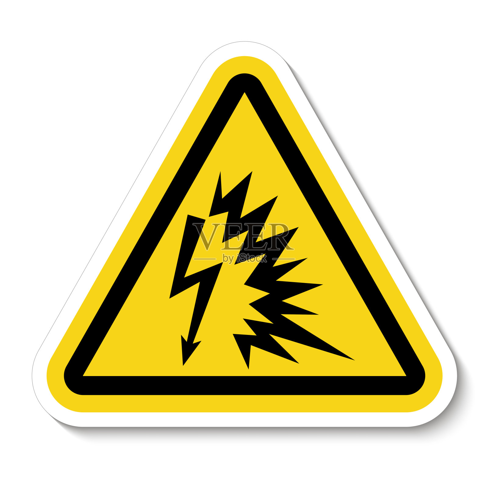 警告标志:白色背景上的电弧闪光符号插画图片素材