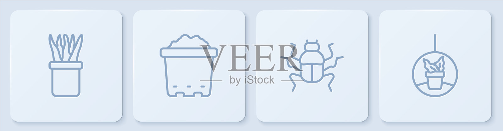 用土在盆栽甲虫钵中栽植图标素材