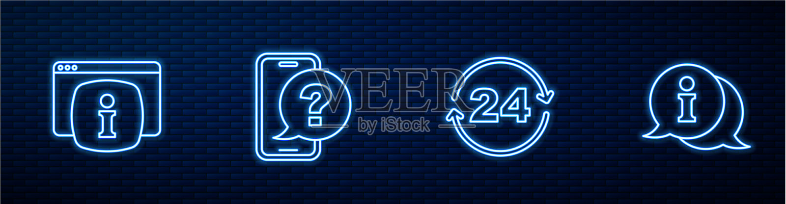 设有24小时热线电话支持监视器图标素材