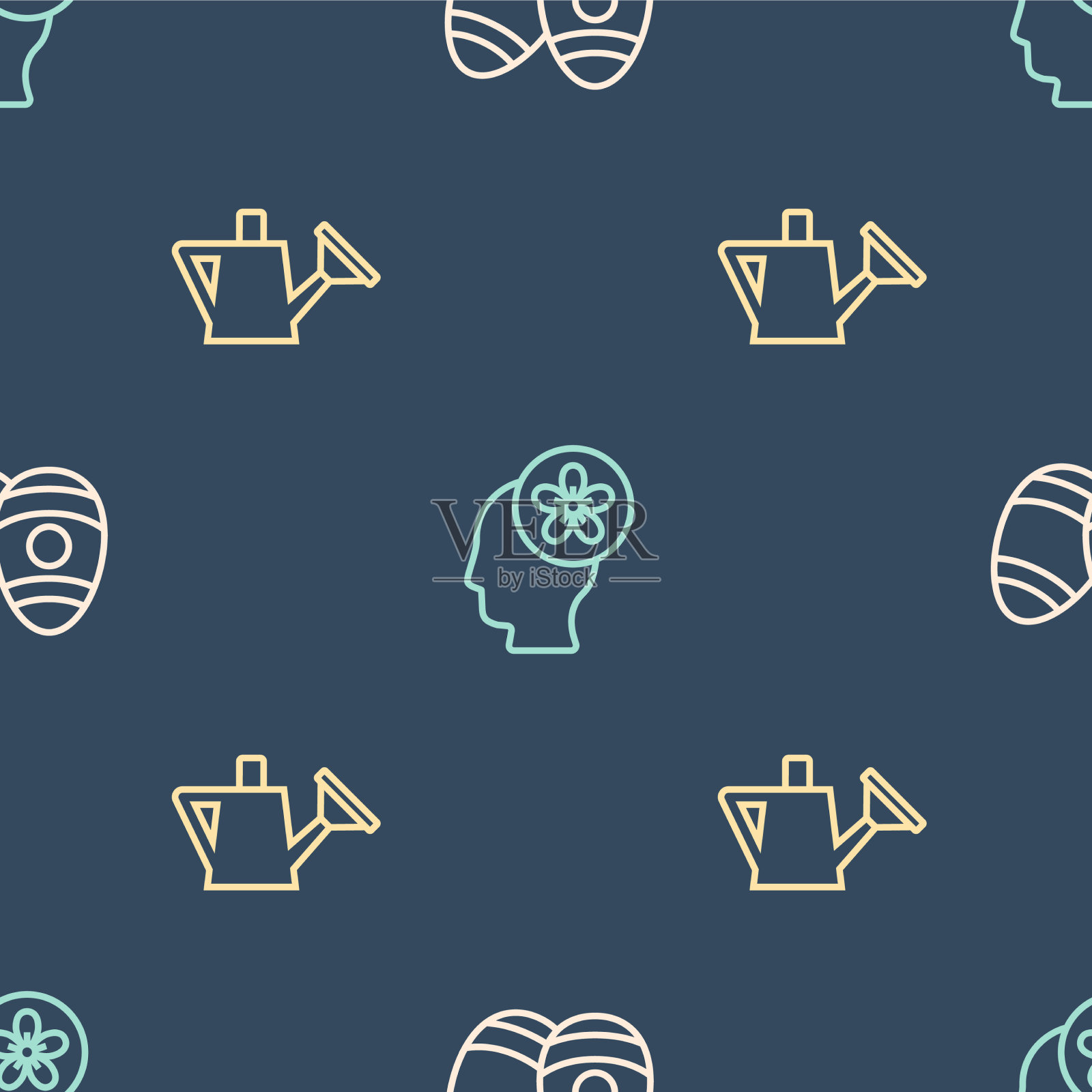 设置行复活节彩蛋喷壶和人头图标素材