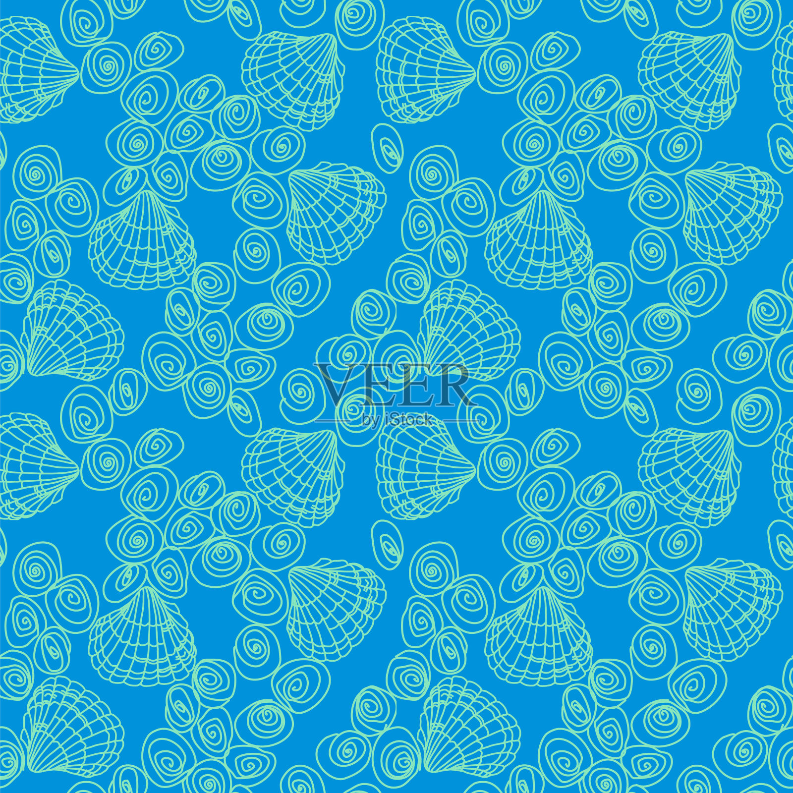 手绘贝壳和贻贝插画图片素材