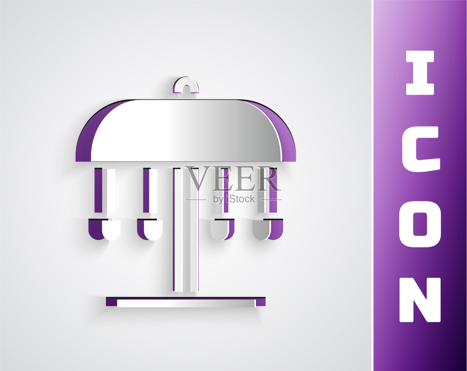 剪纸吸引旋转木马图标孤立上插画图片素材