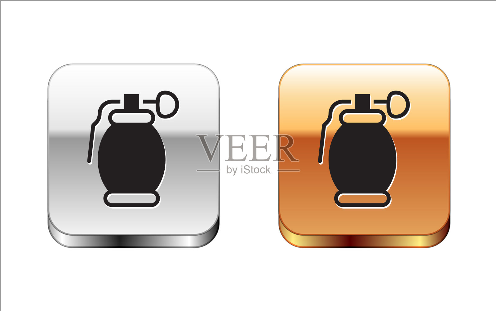 黑色手榴弹图标孤立在白色上图标素材