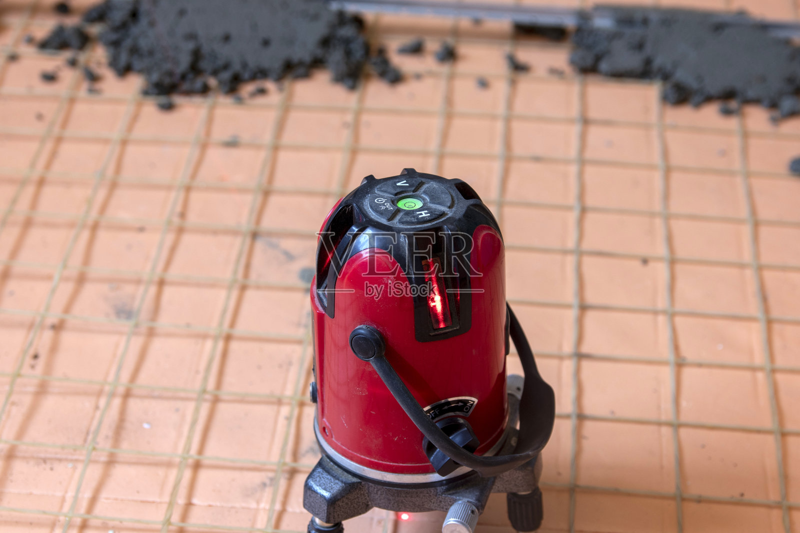 新建筑地板的找平、加固和保温的过程照片摄影图片