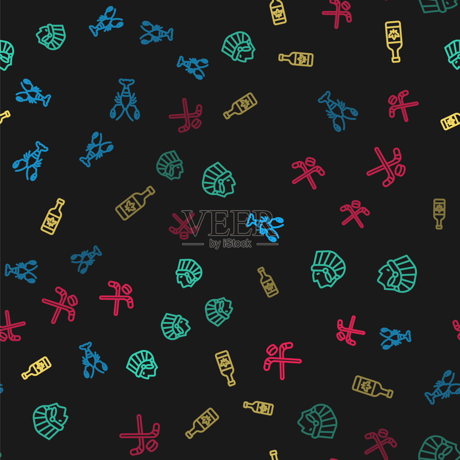 摆线龙虾美洲印第安土著啤酒图标素材