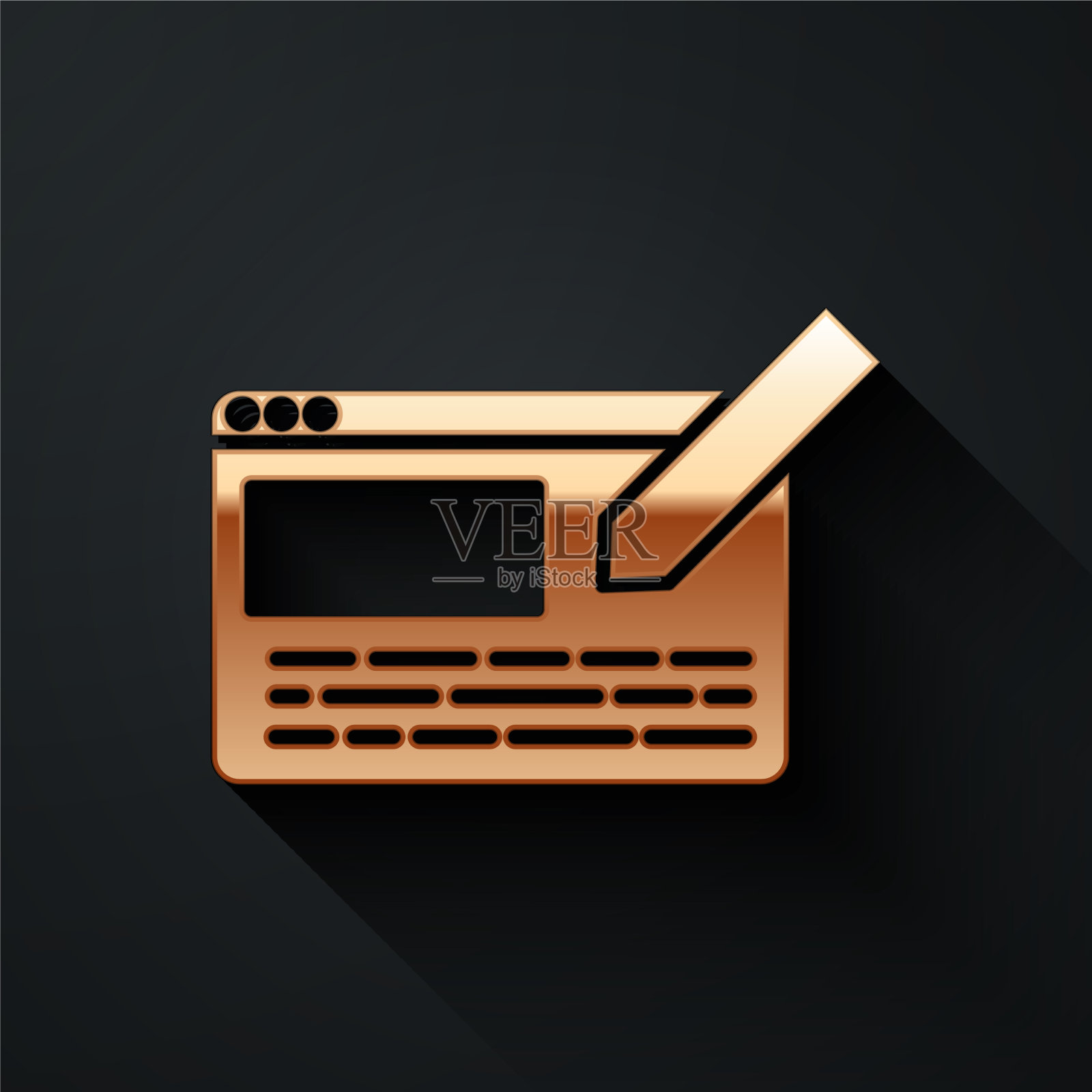 金色UI或ux设计图标孤立在黑色上图标素材