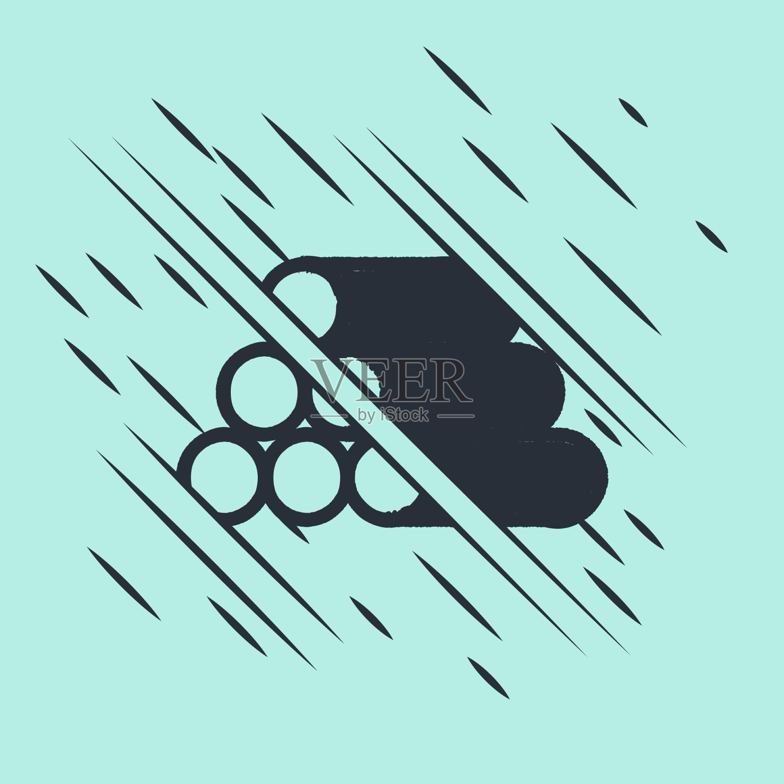 黑色原木图标孤立在绿色上插画图片素材