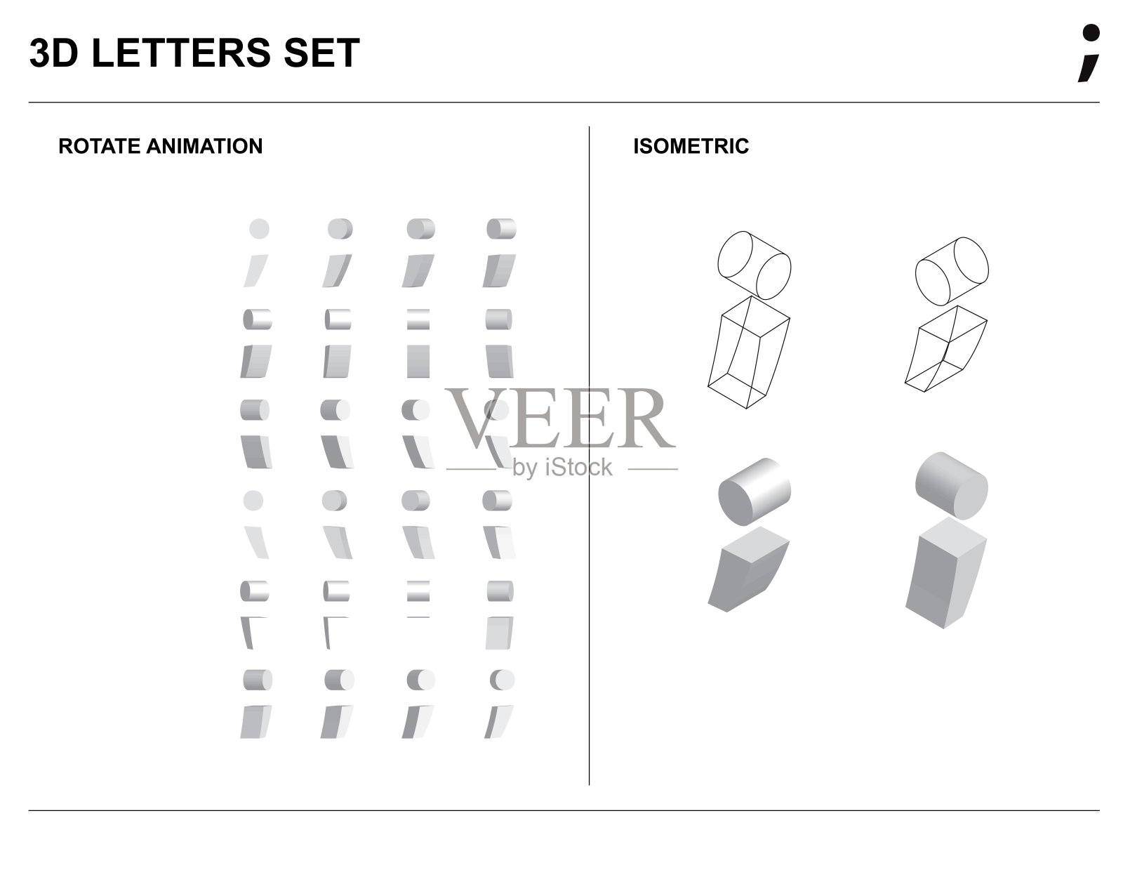 3d分号字母字母设置动画等距线框向量插画图片素材