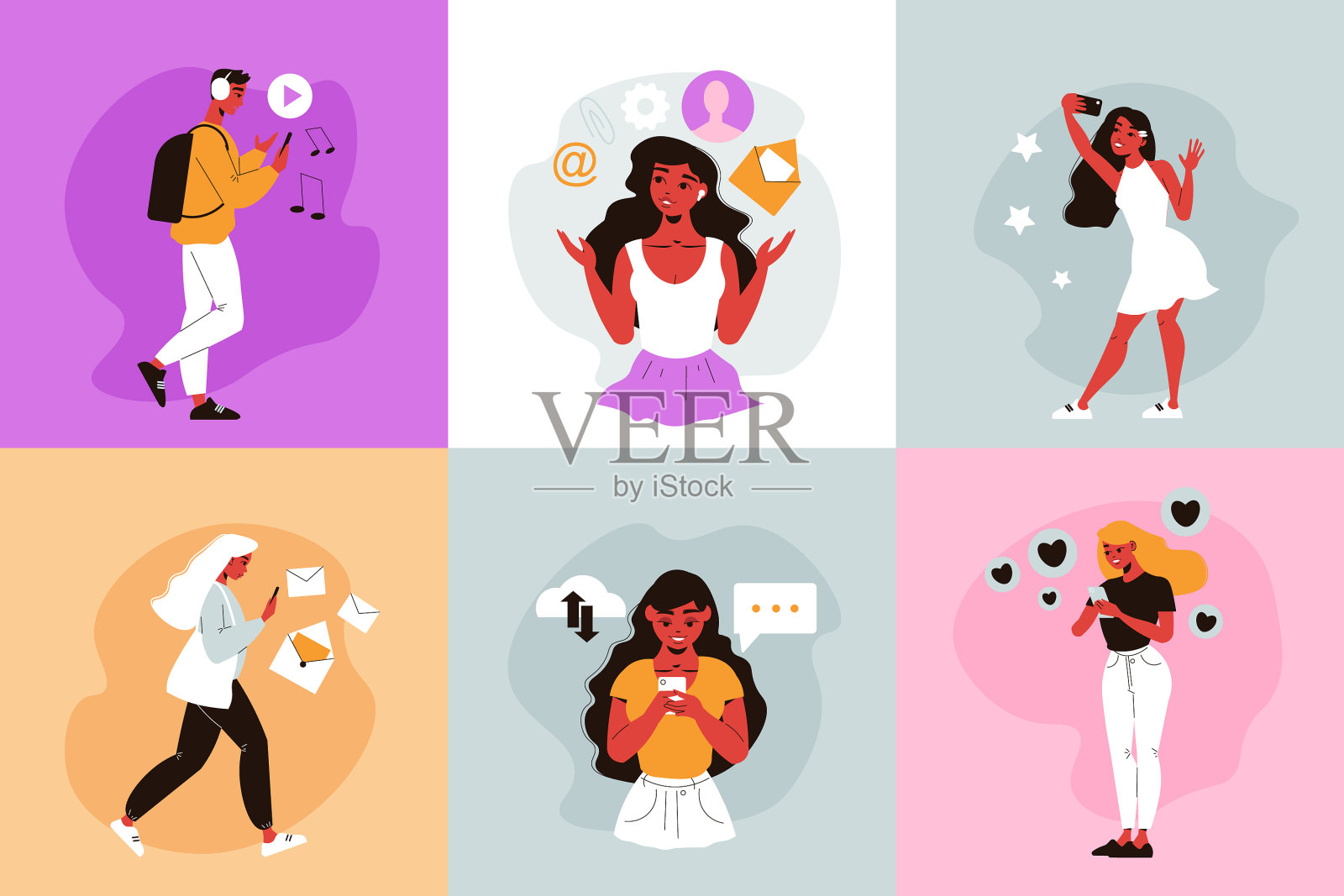 社交网络设计理念插画图片素材