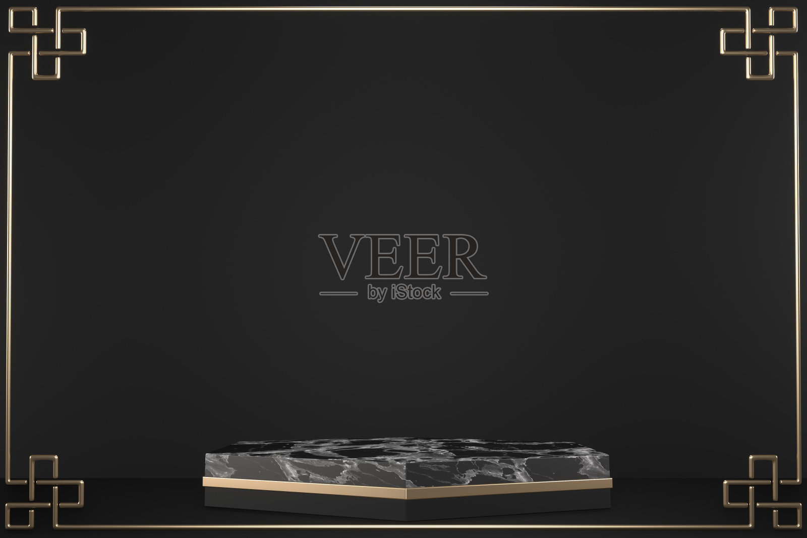 现代花岗岩,胜利领奖台展示化妆品产品几何。三维渲染照片摄影图片