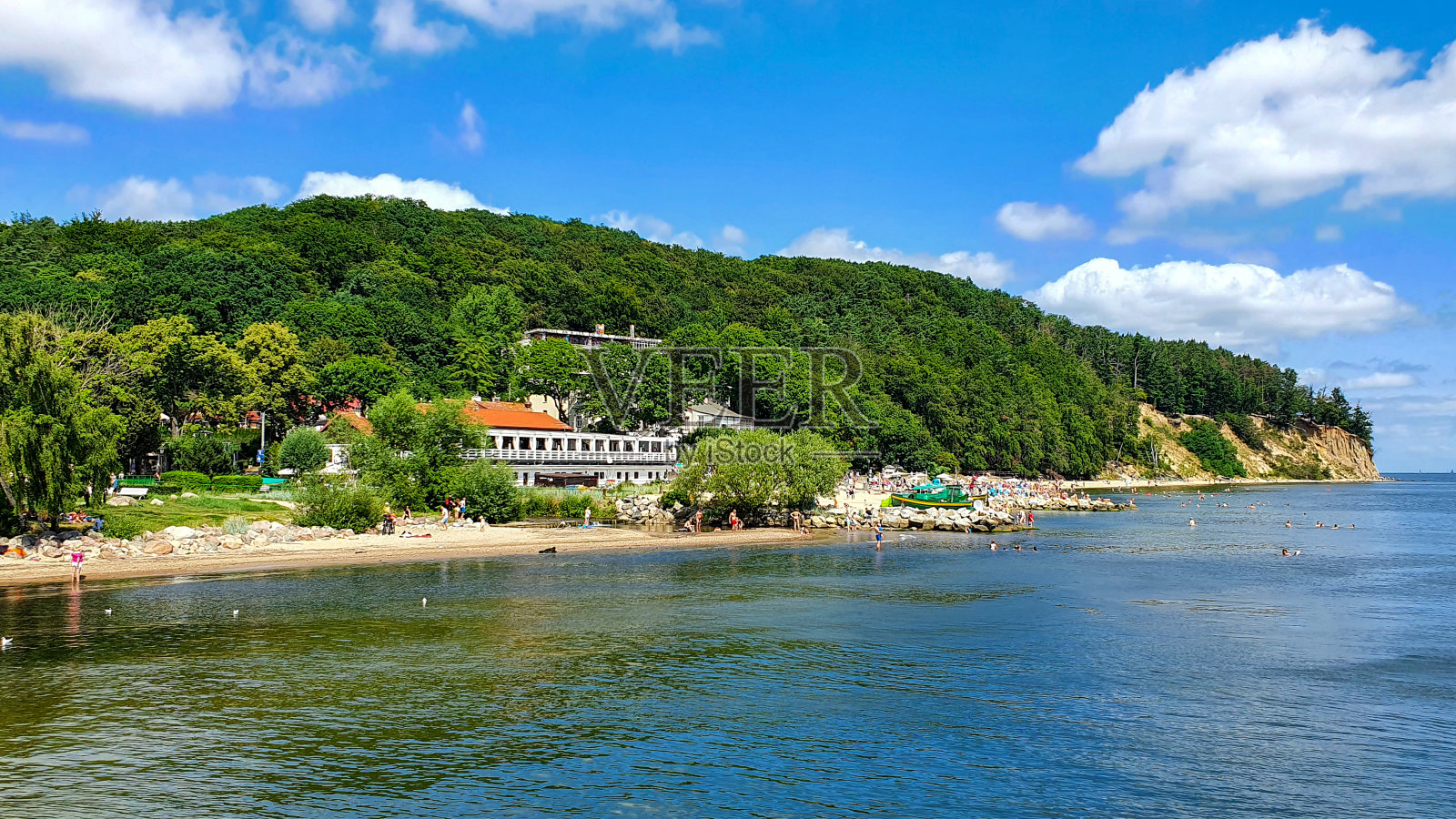 波兰波美拉尼亚Voivodeship,波罗的海格丁尼亚Orlowo的悬崖,美丽的海岸景观照片摄影图片