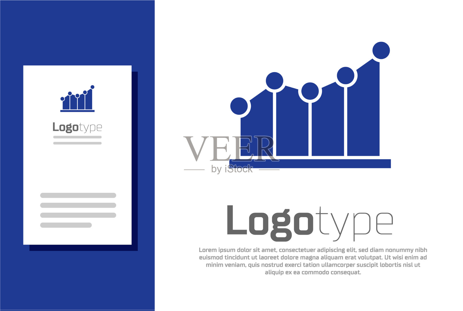 蓝色饼状图信息图图标孤立在白色图标素材