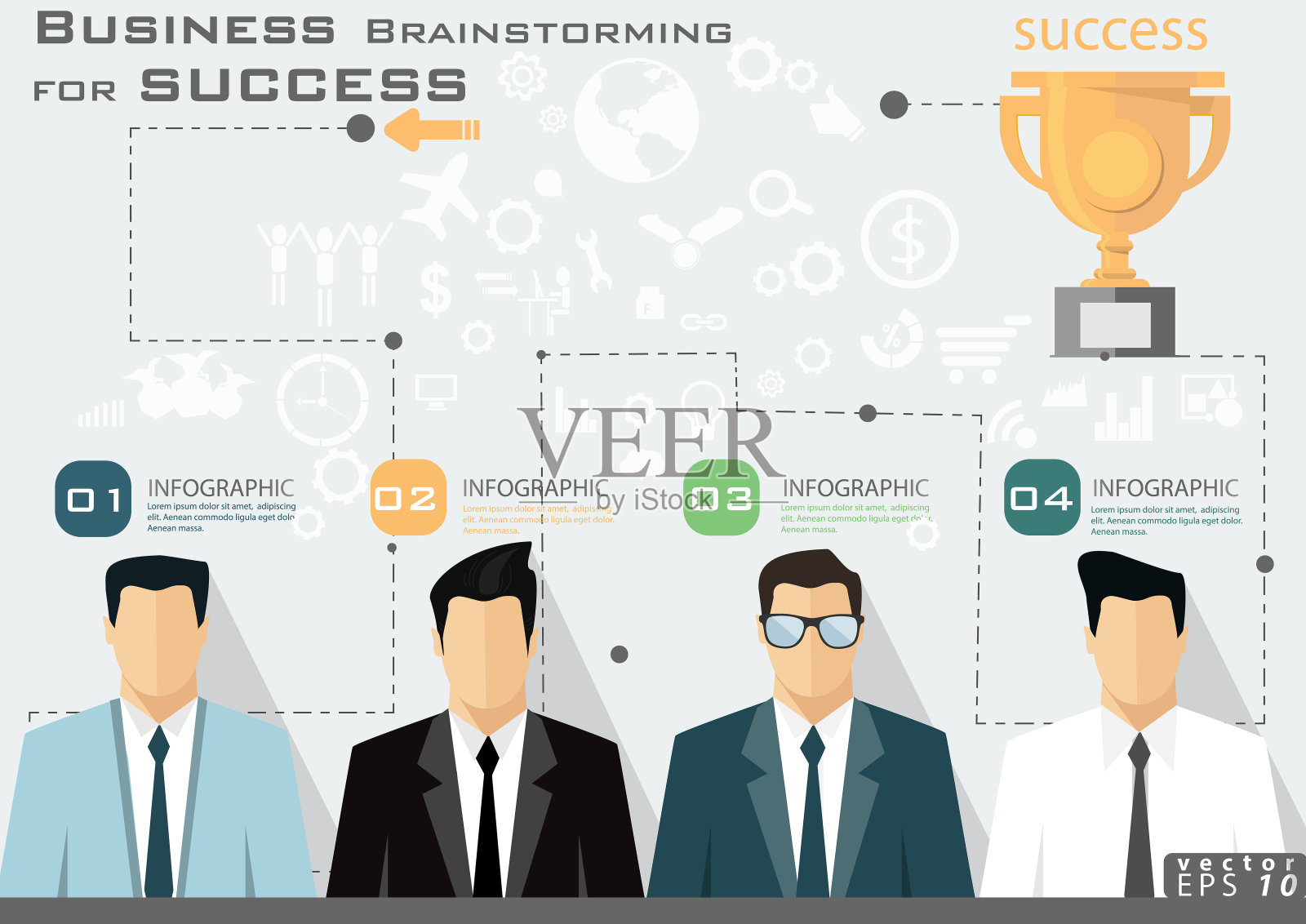 插图业务。设计理念和概念思考创意。对于成功,计划,思考,搜索,分析,沟通,未来的想法创新技术现代。插画图片素材