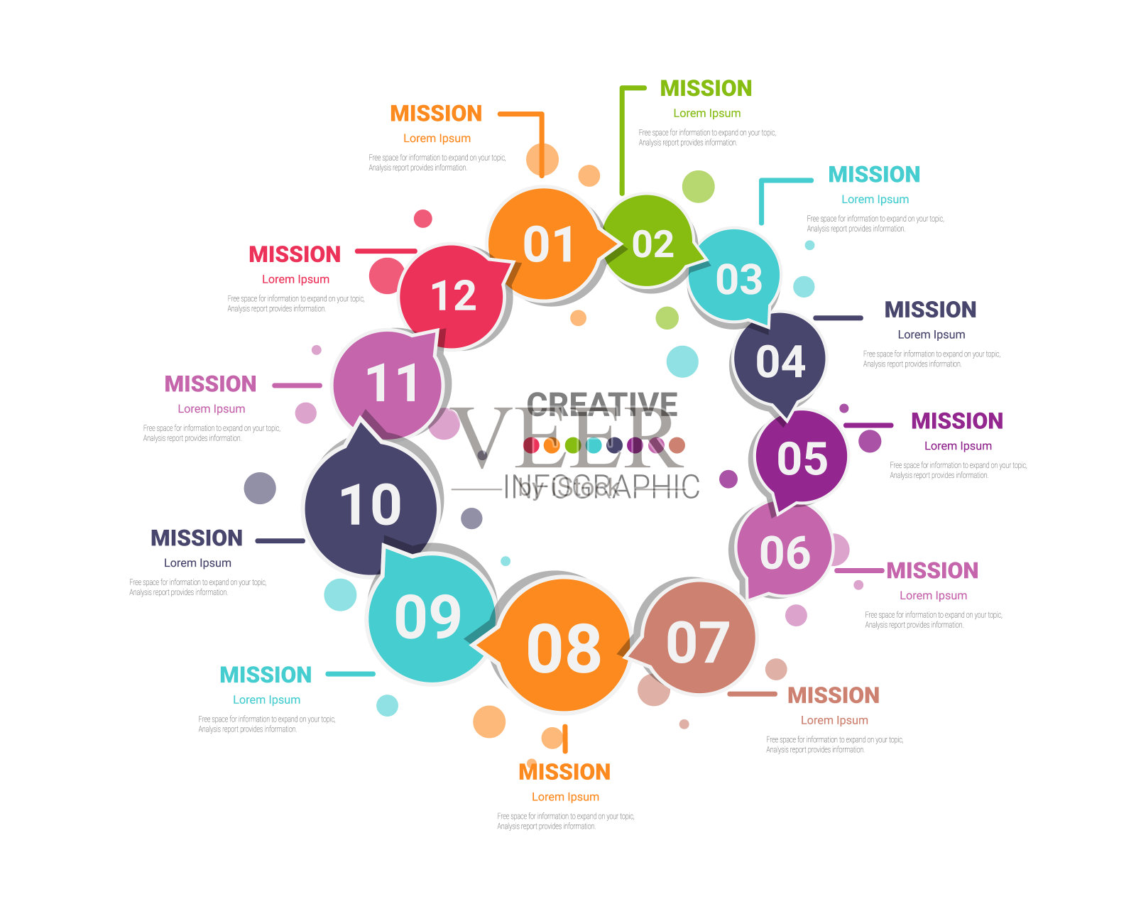 演示图,12个月的业务信息图模板设计模板素材