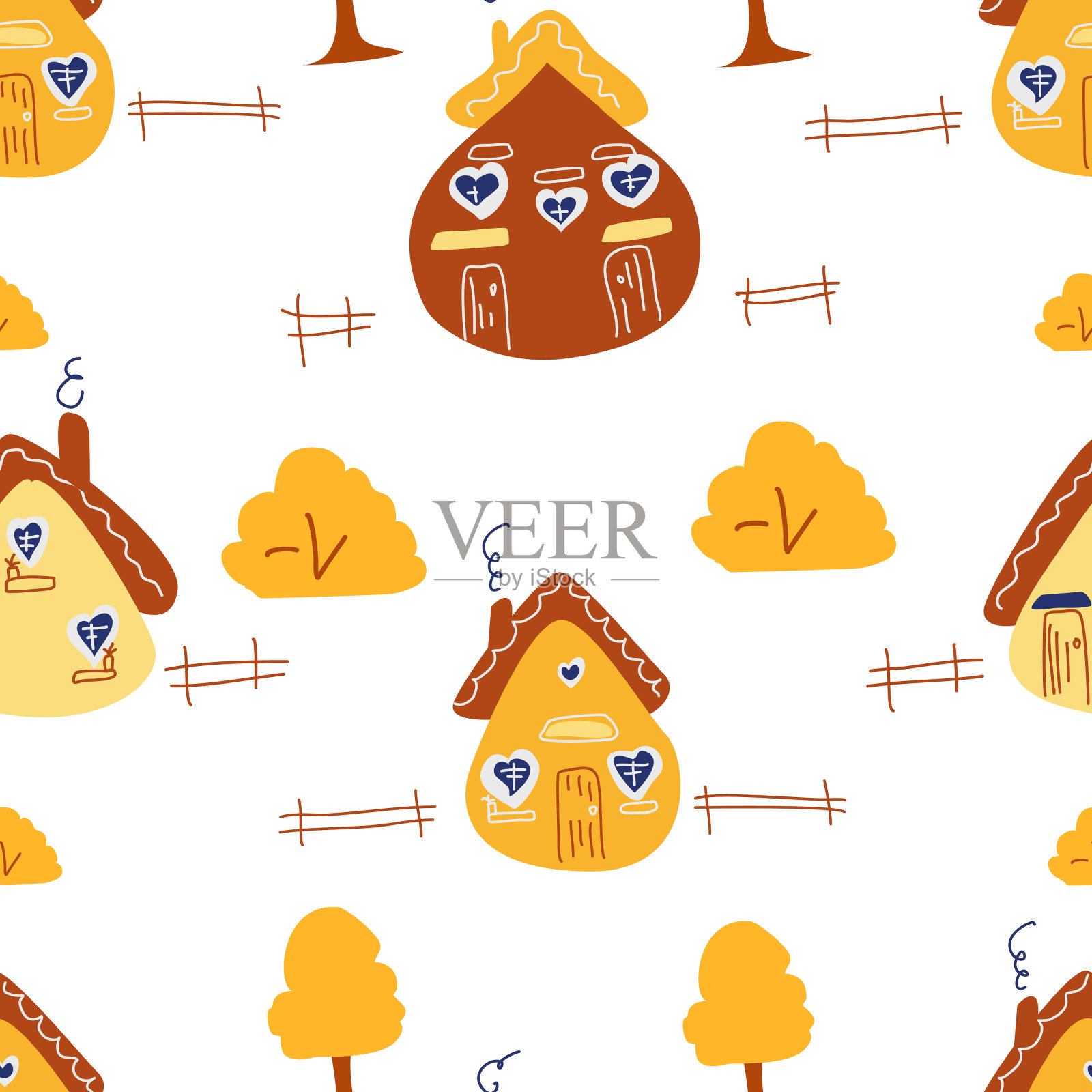 有窗户和心的房子插画图片素材