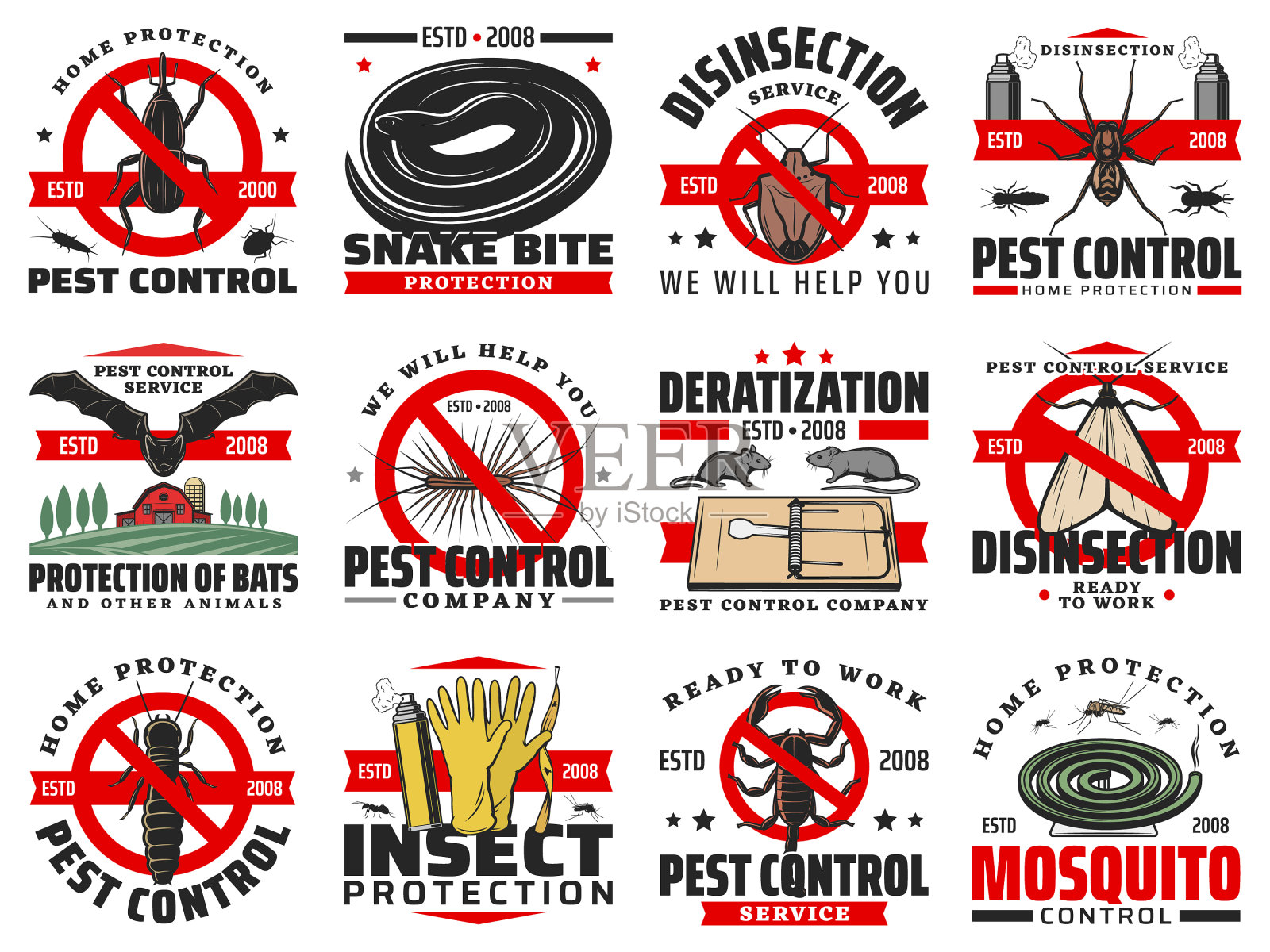 害虫控制、消毒、灭虫服务插画图片素材