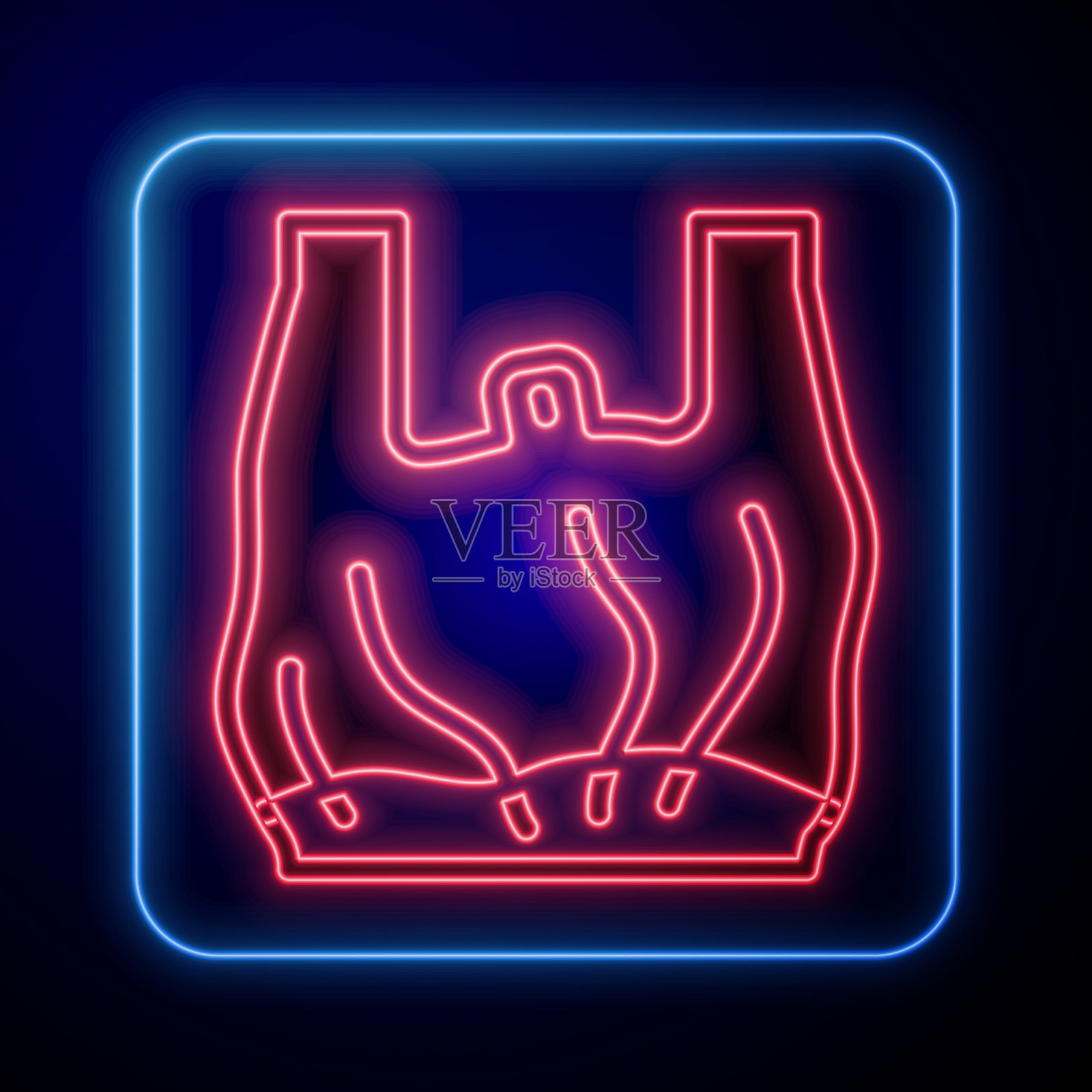 发光的霓虹灯对塑料袋的海报图标说不插画图片素材