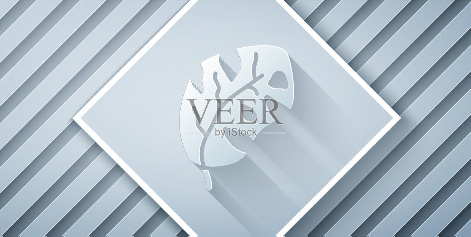 剪纸热带树叶棕榈树的图标插画图片素材