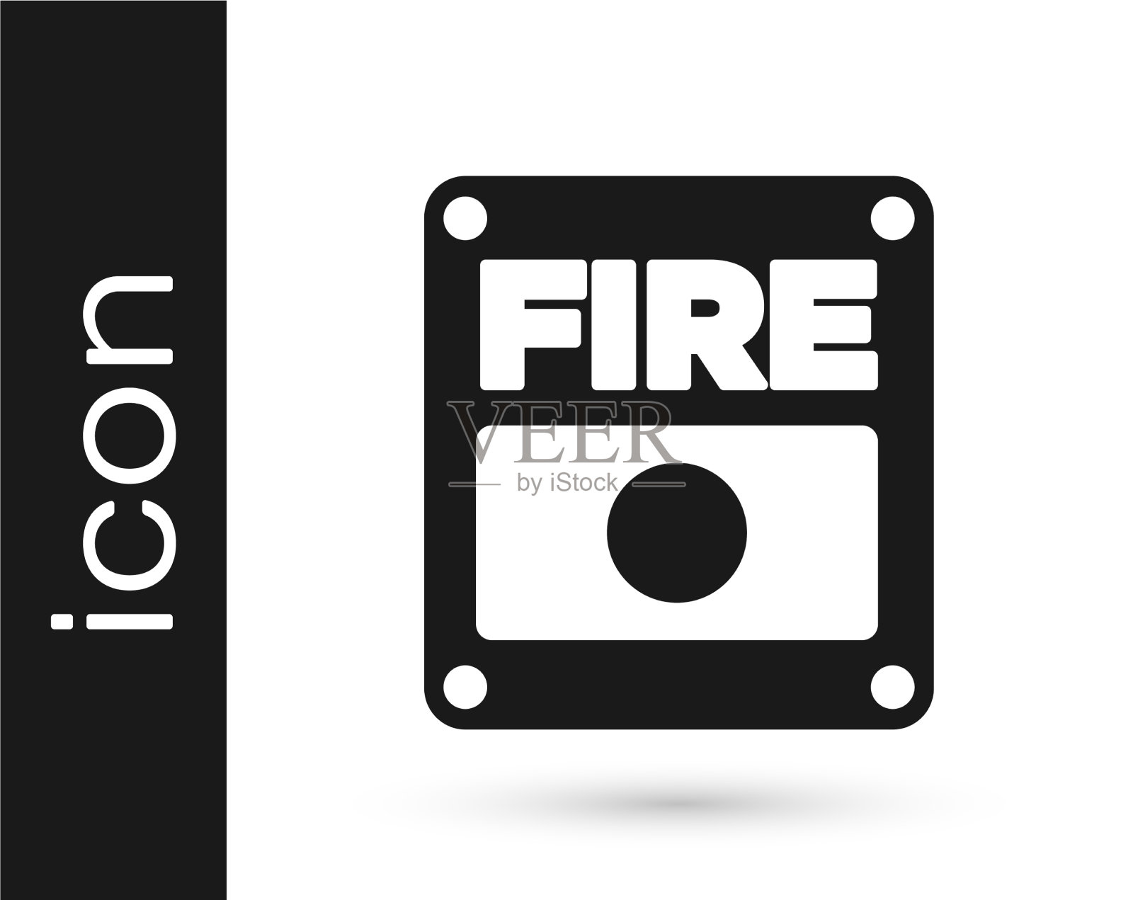 黑色火灾报警系统图标隔离在白色上插画图片素材
