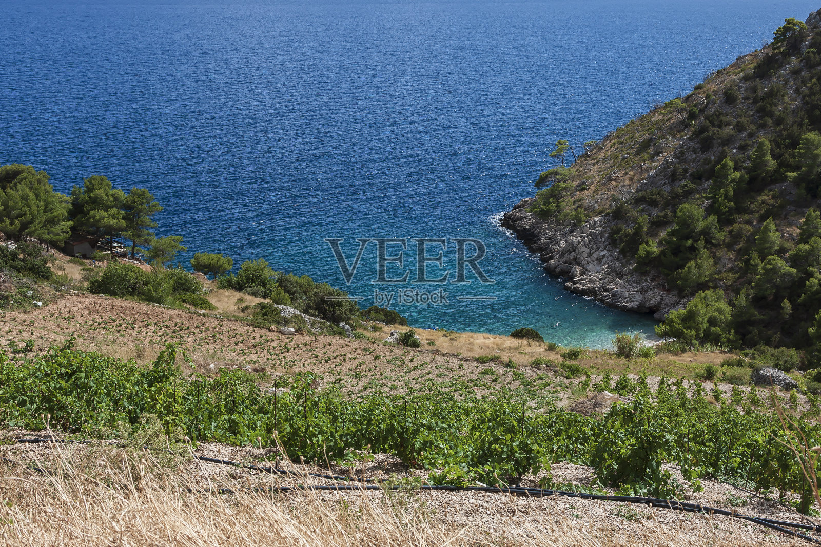 伊万·多拉克地区的赫瓦尔岛,美丽的海岸线,海和天空照片摄影图片