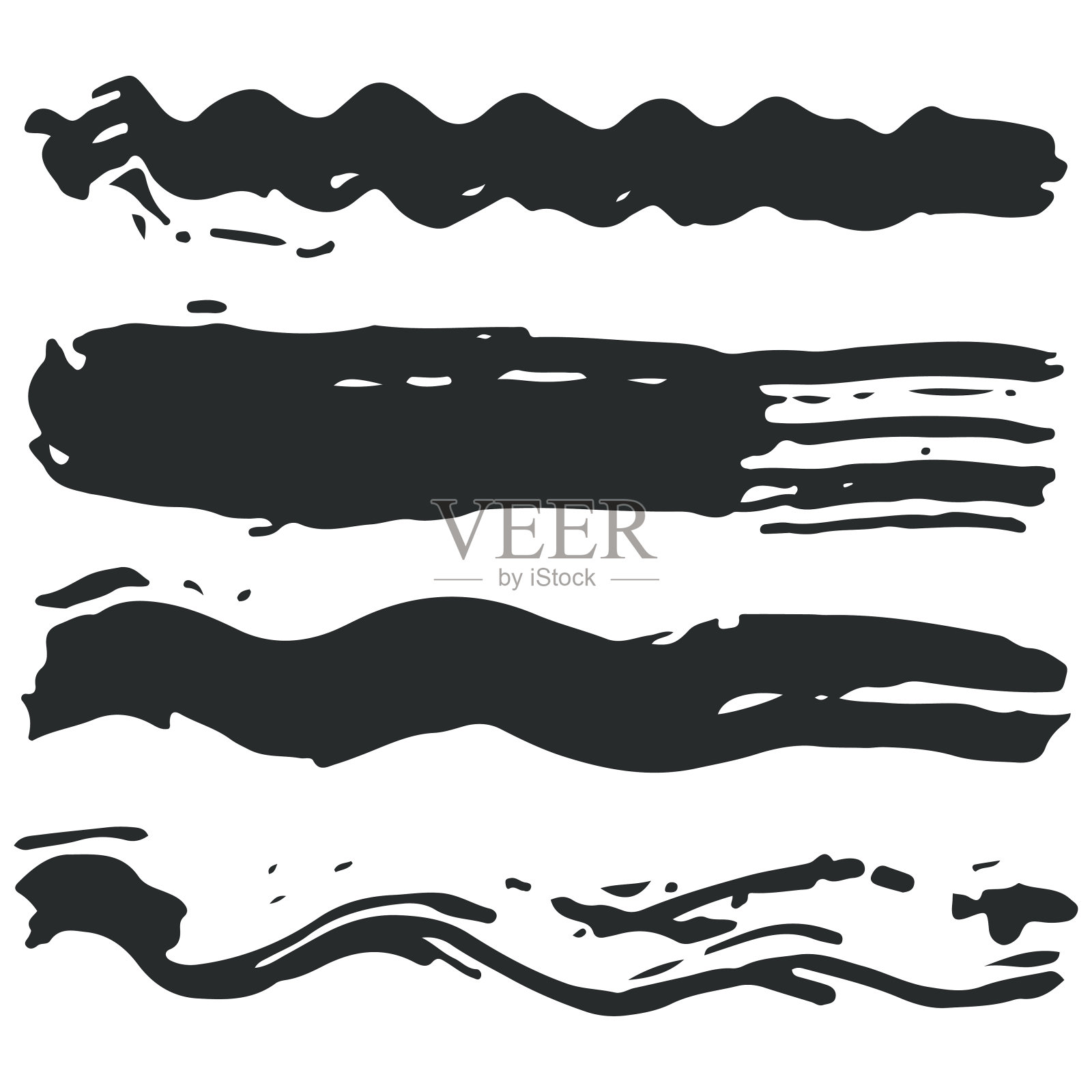 波浪刷矢量设置孤立在白色背景上。插画图片素材