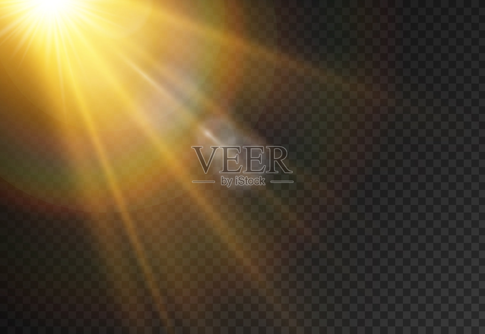 明亮的阳光爆炸,射线。设计元素图片