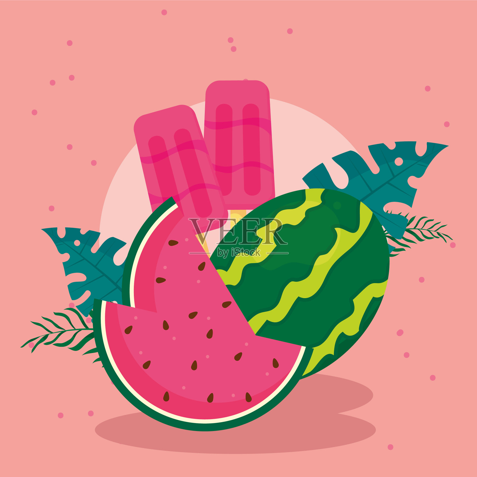 西瓜冰淇淋插画图片素材