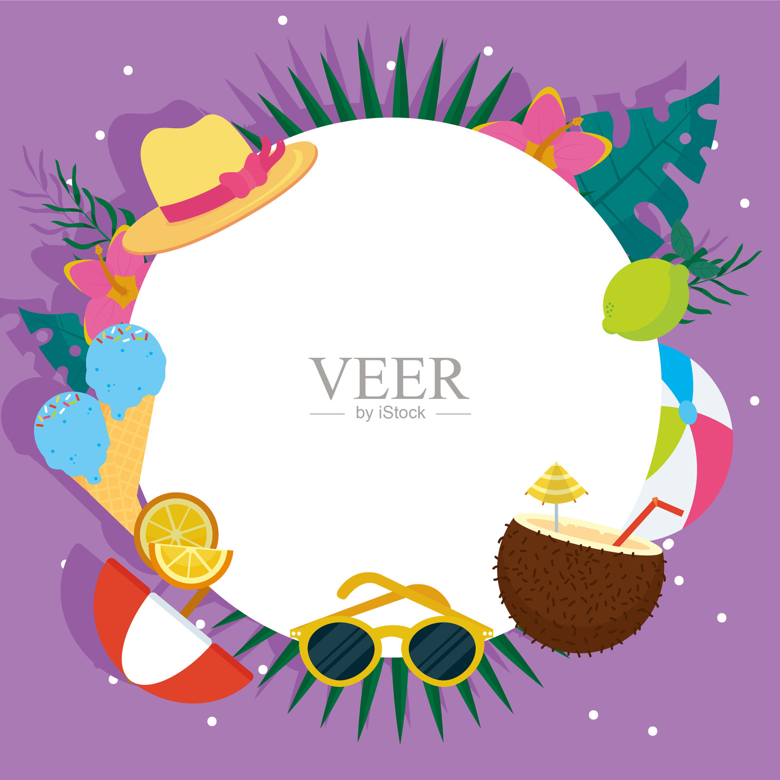 夏天圆横幅插画图片素材