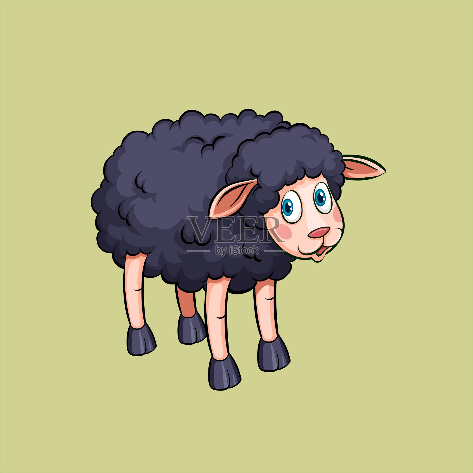 可爱的水彩羊插画图片素材