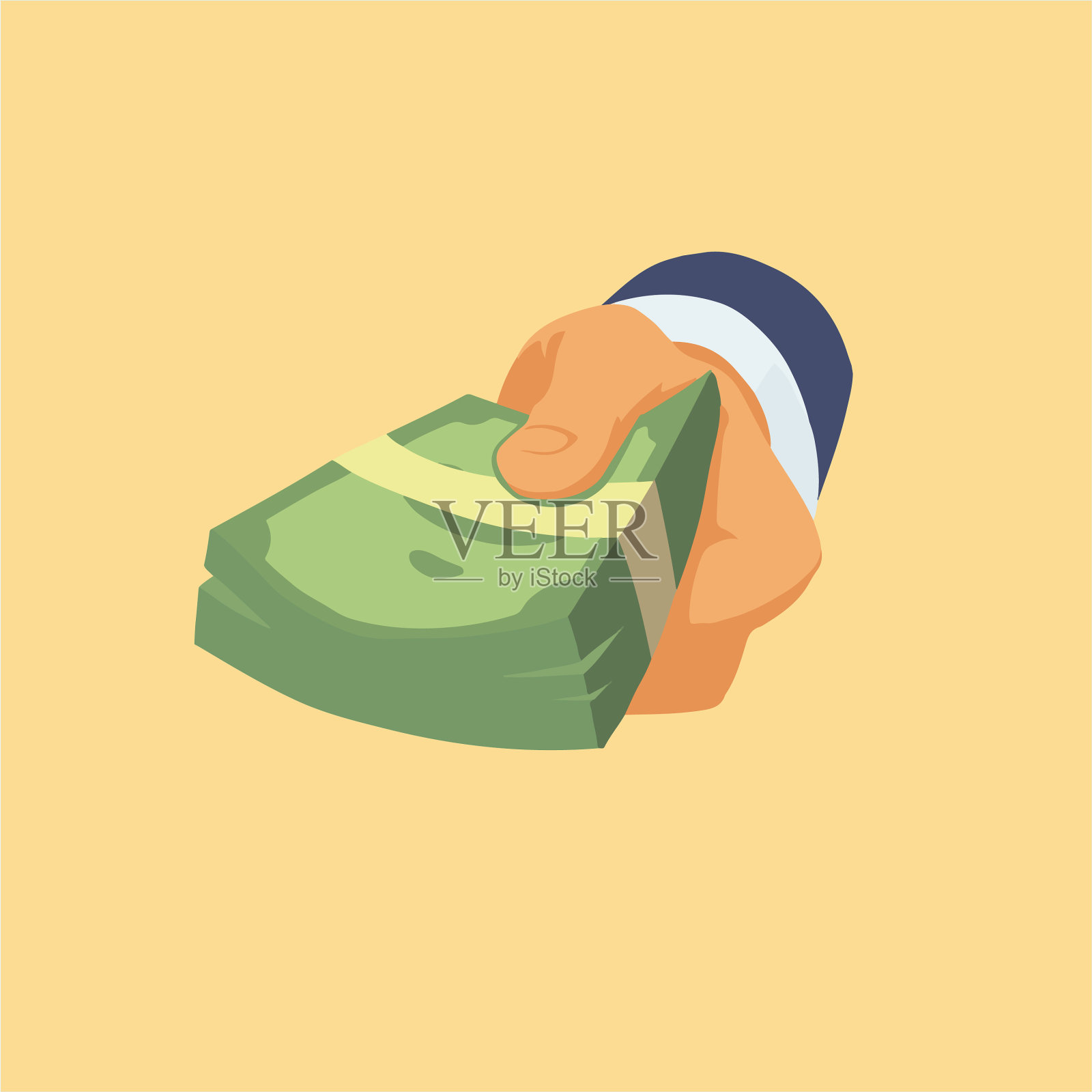 手摆出拿现金的姿势插画图片素材