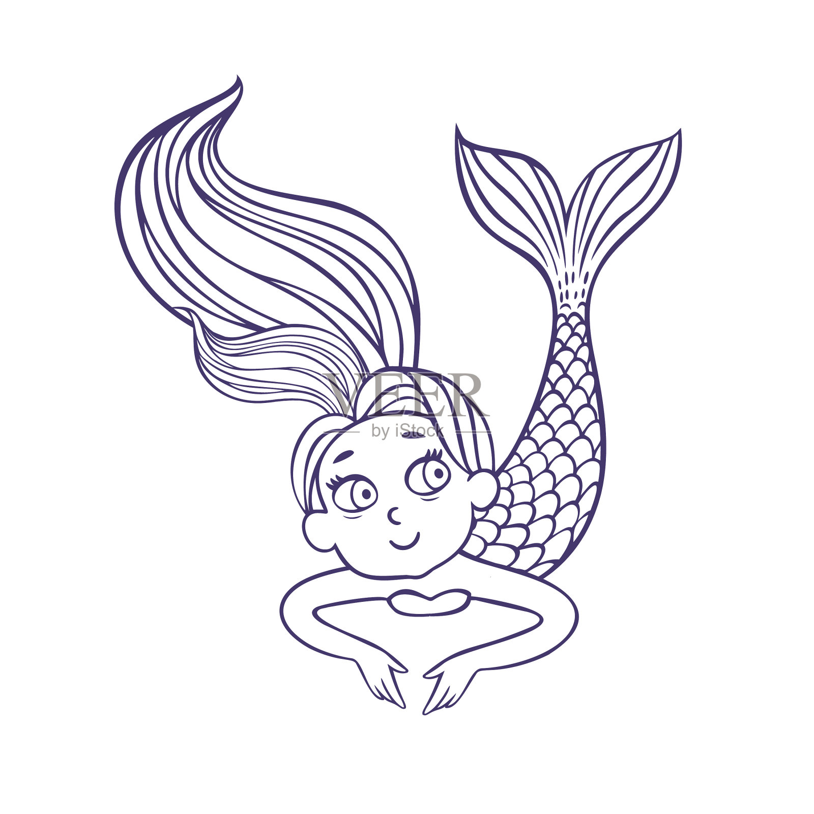 可爱的美人鱼为孩子们的时尚艺术作品插画图片素材