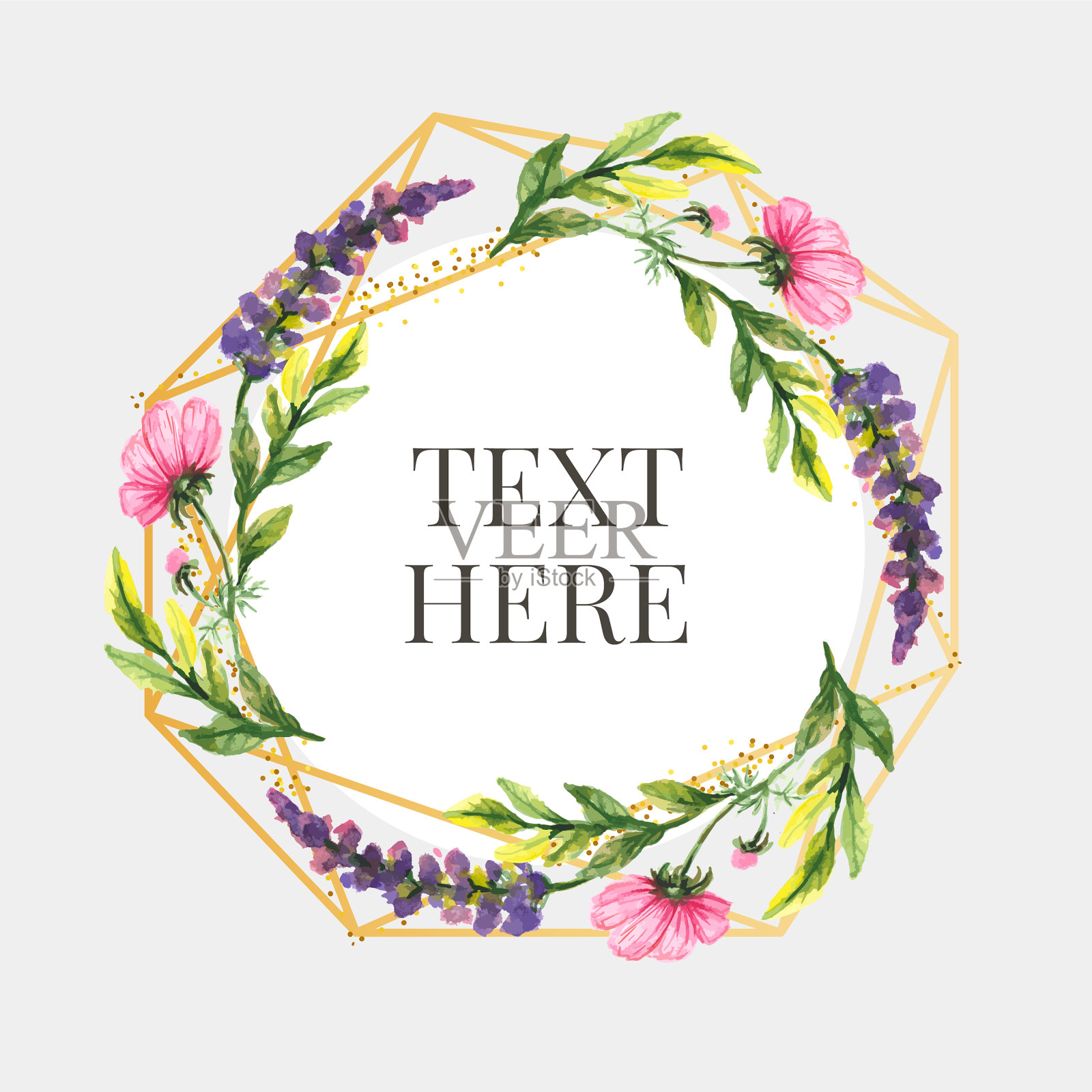 漂亮的卡片与水彩花束插画图片素材