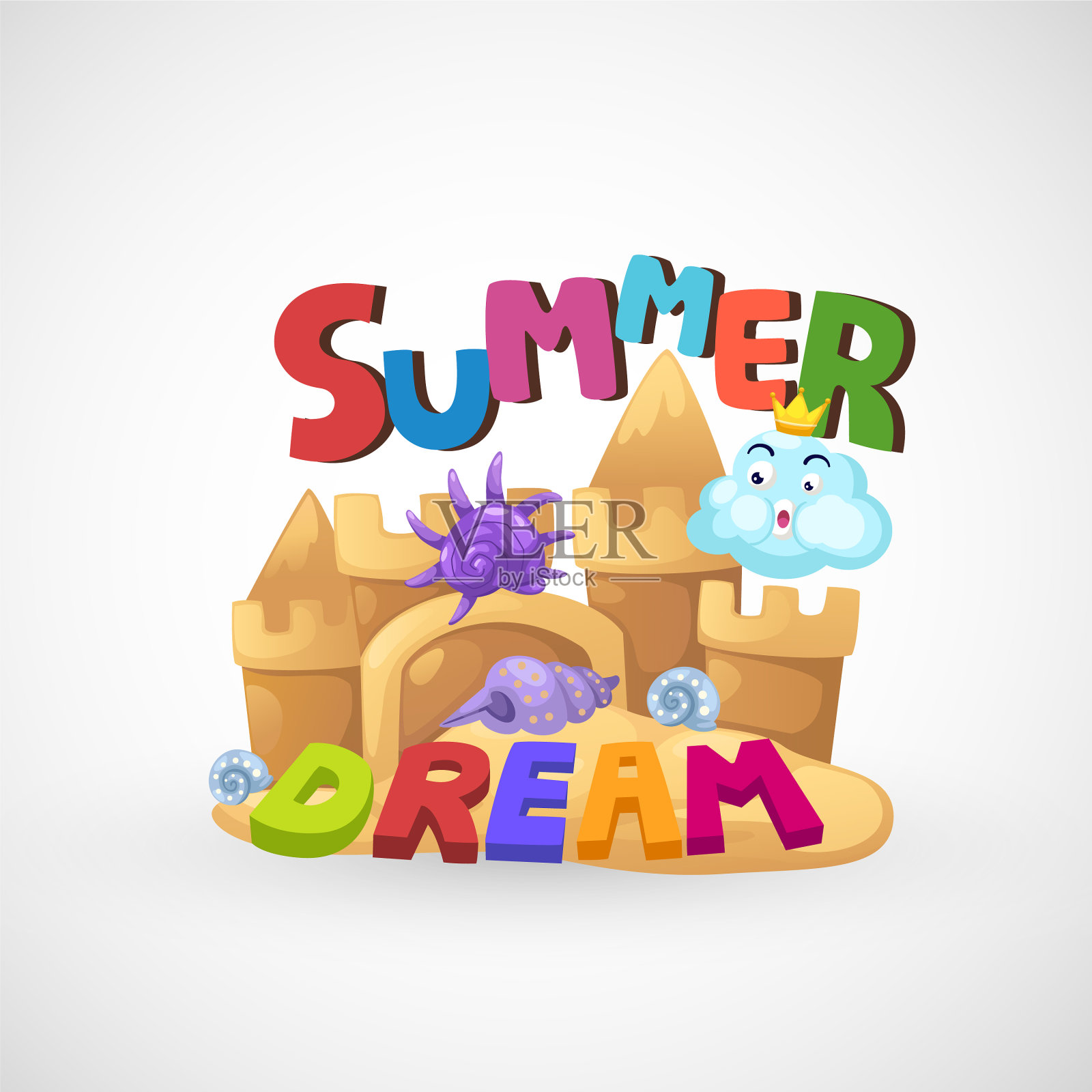 孤立的沙堡插画图片素材