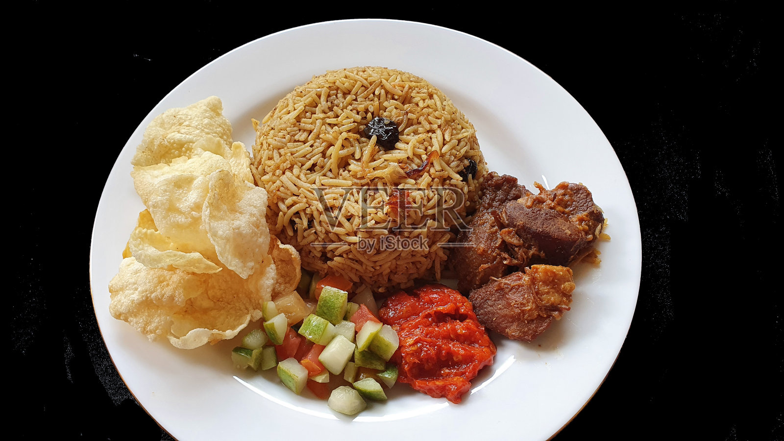 印度香米和羊肉照片摄影图片