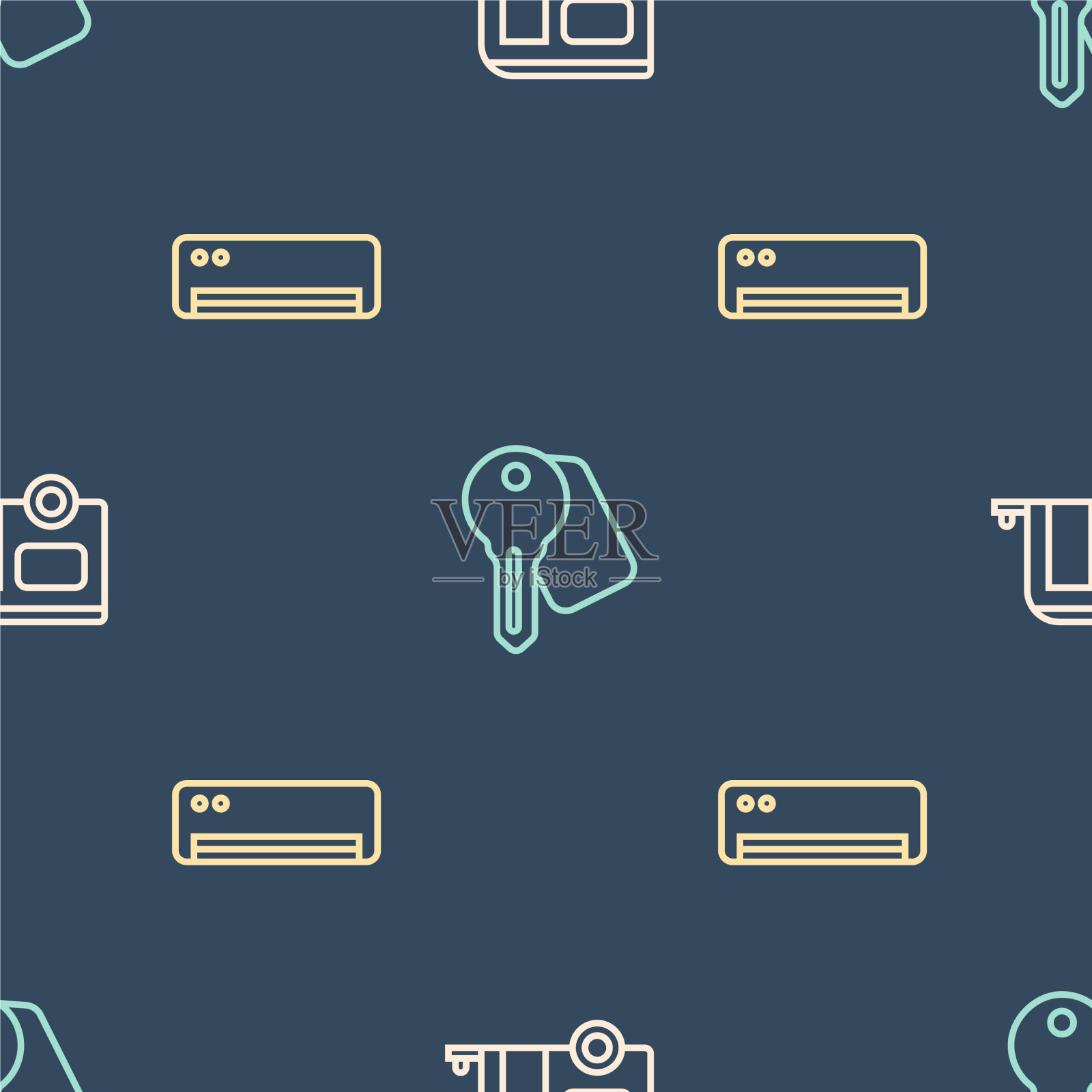 设置线房车露营拖车空调和图标素材