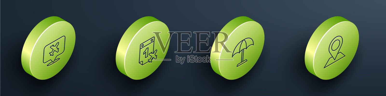 用飞机设置等距线语音气泡图标素材