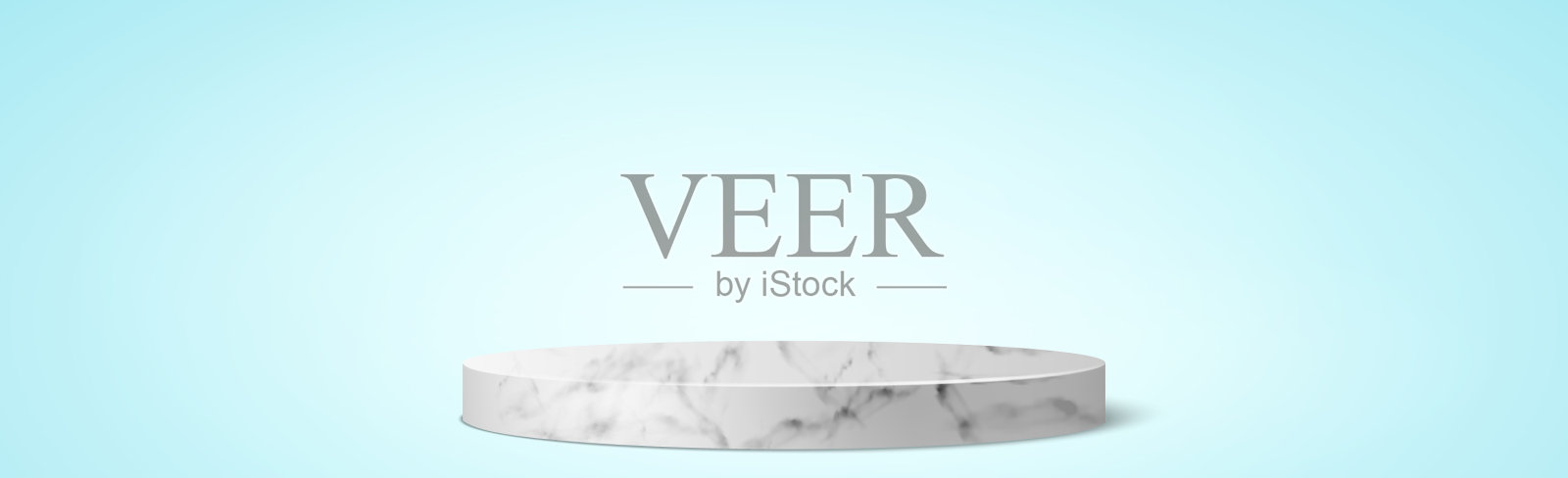 蓝色工作室背景与圆形大理石讲台插画图片素材