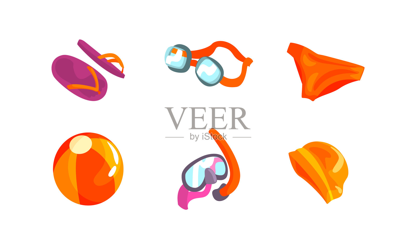 带泳镜、泳帽及游泳器材设计元素图片