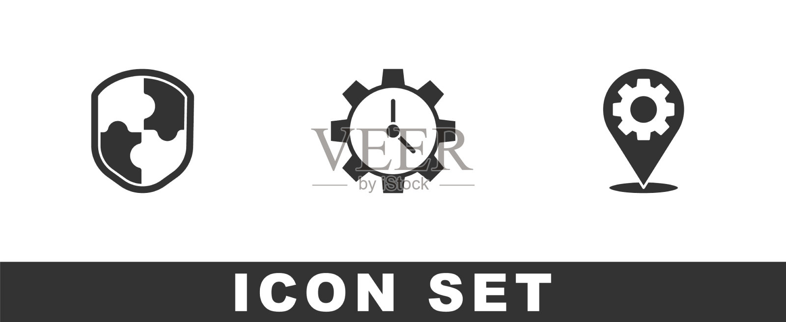 用齿轮设置屏蔽时间管理和位置图标素材