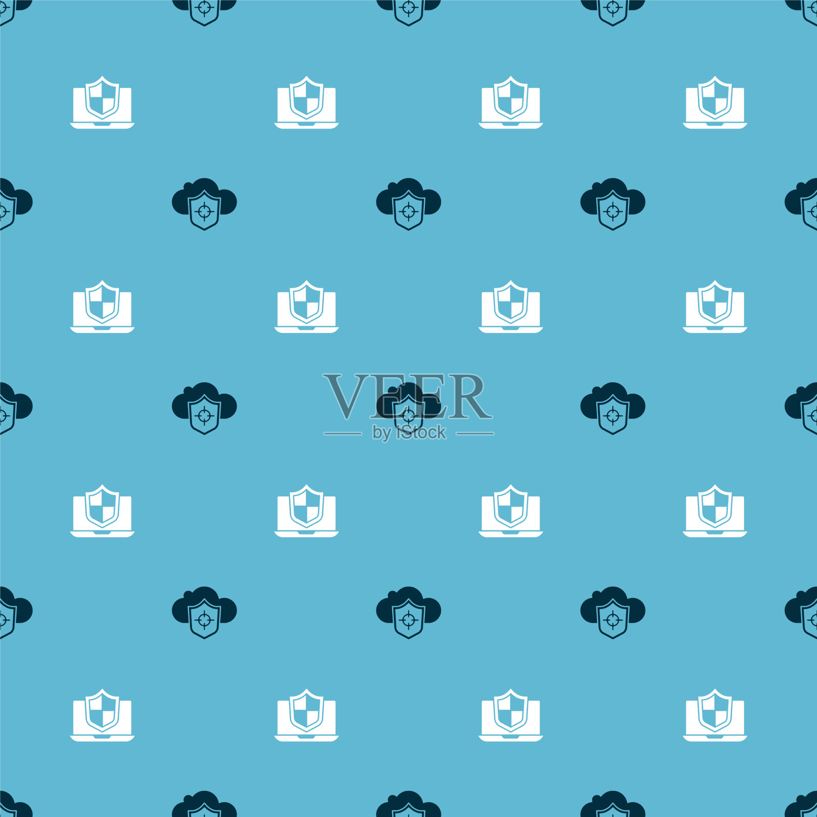 设置云和屏蔽和笔记本电脑保护与on图标素材