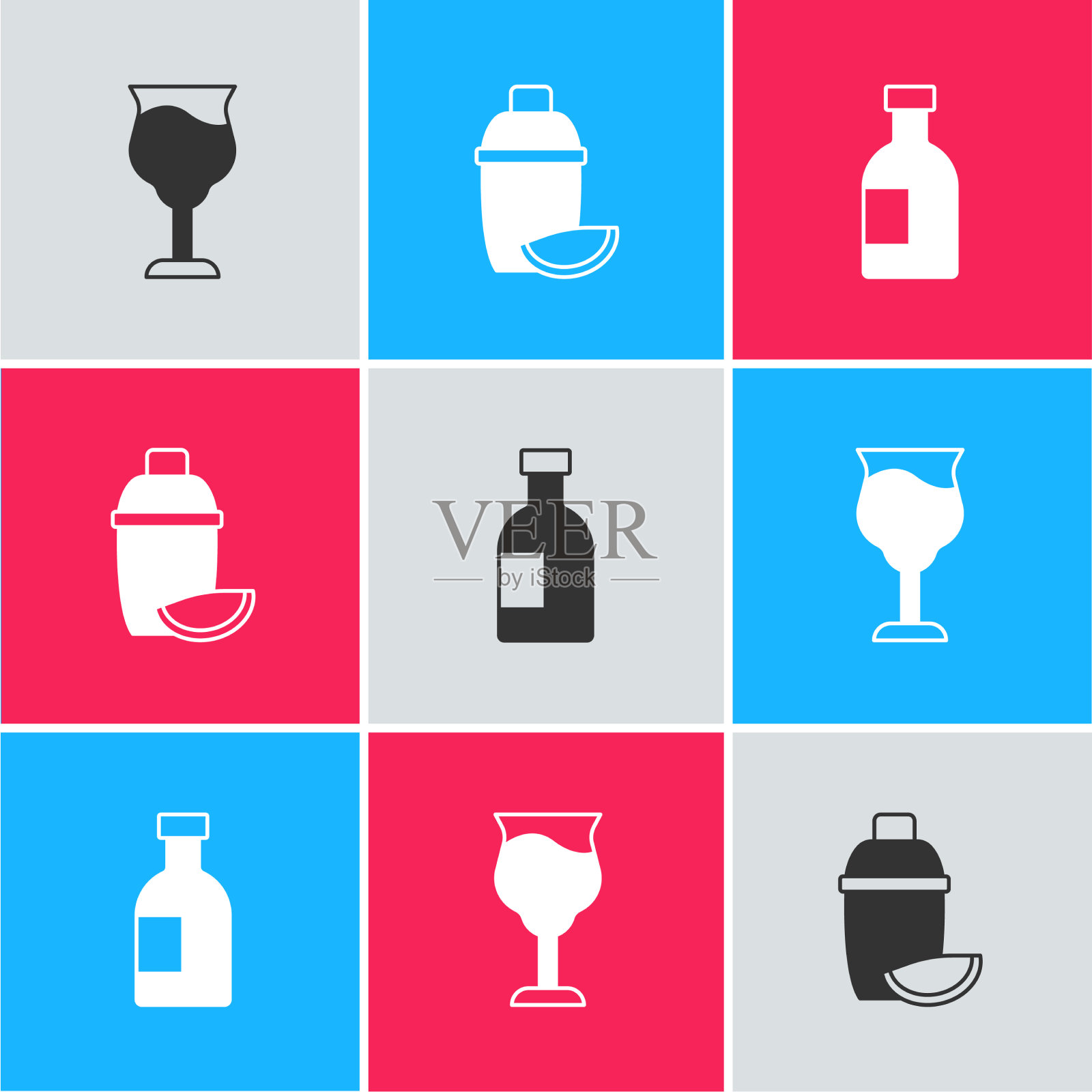 在酒杯里放上酸橙和图标素材