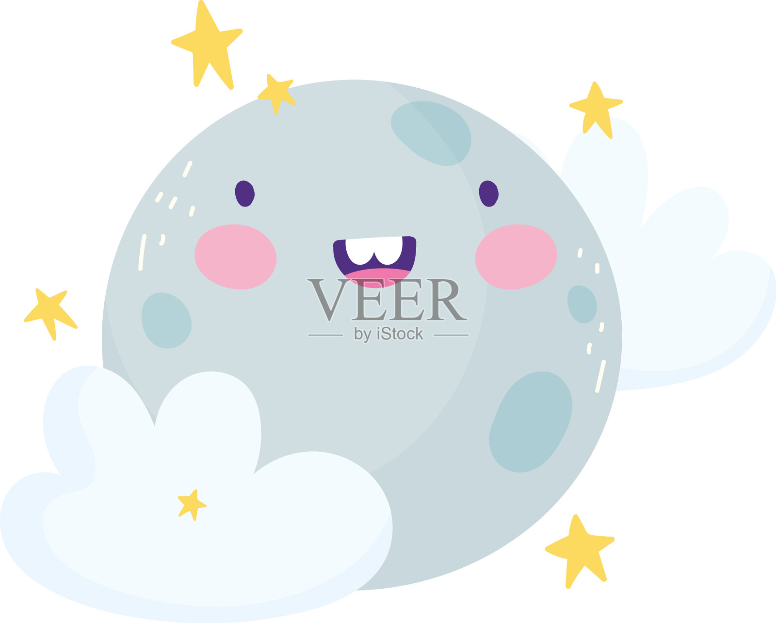 可爱的月亮云插画图片素材