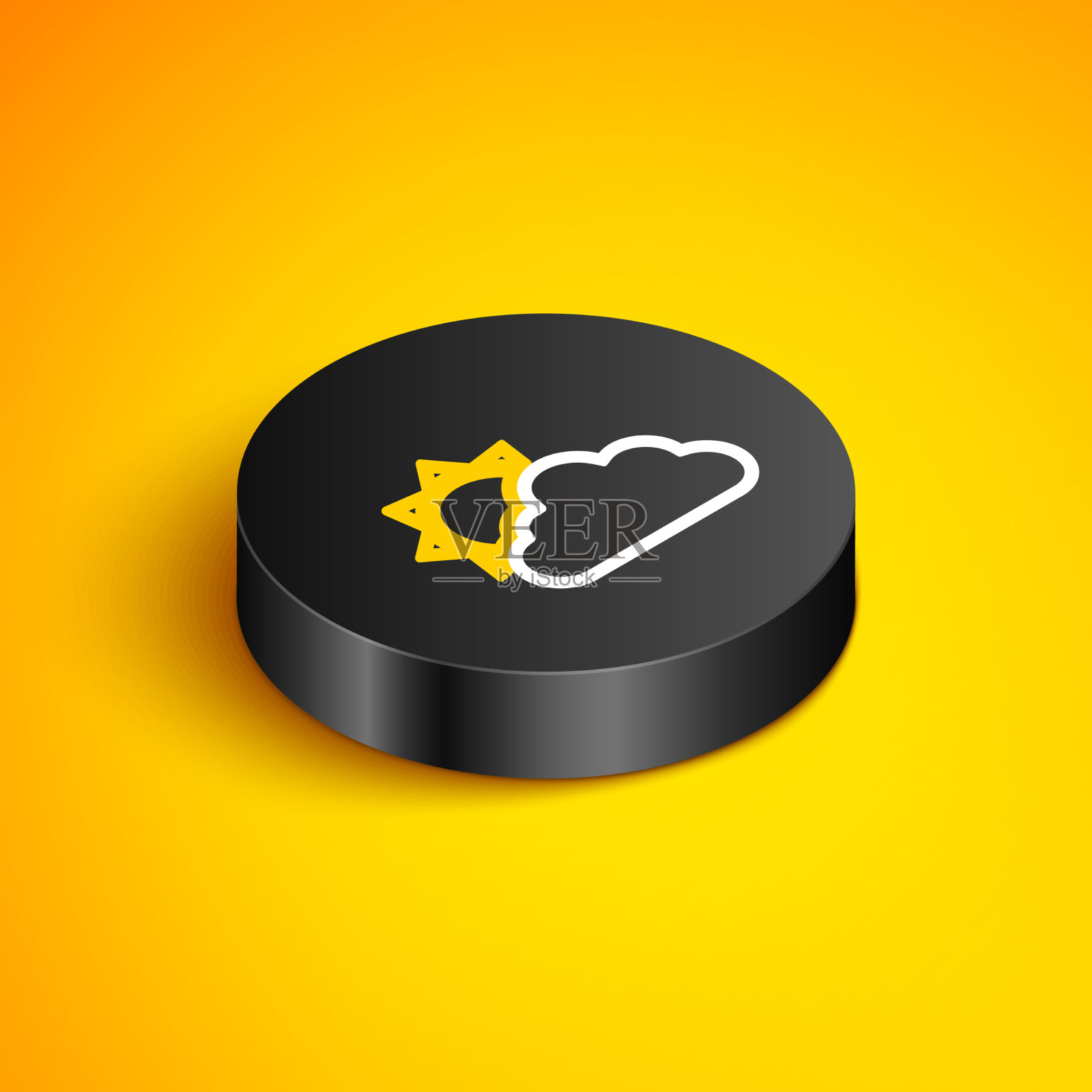 等距线太阳和云天气图标孤立插画图片素材