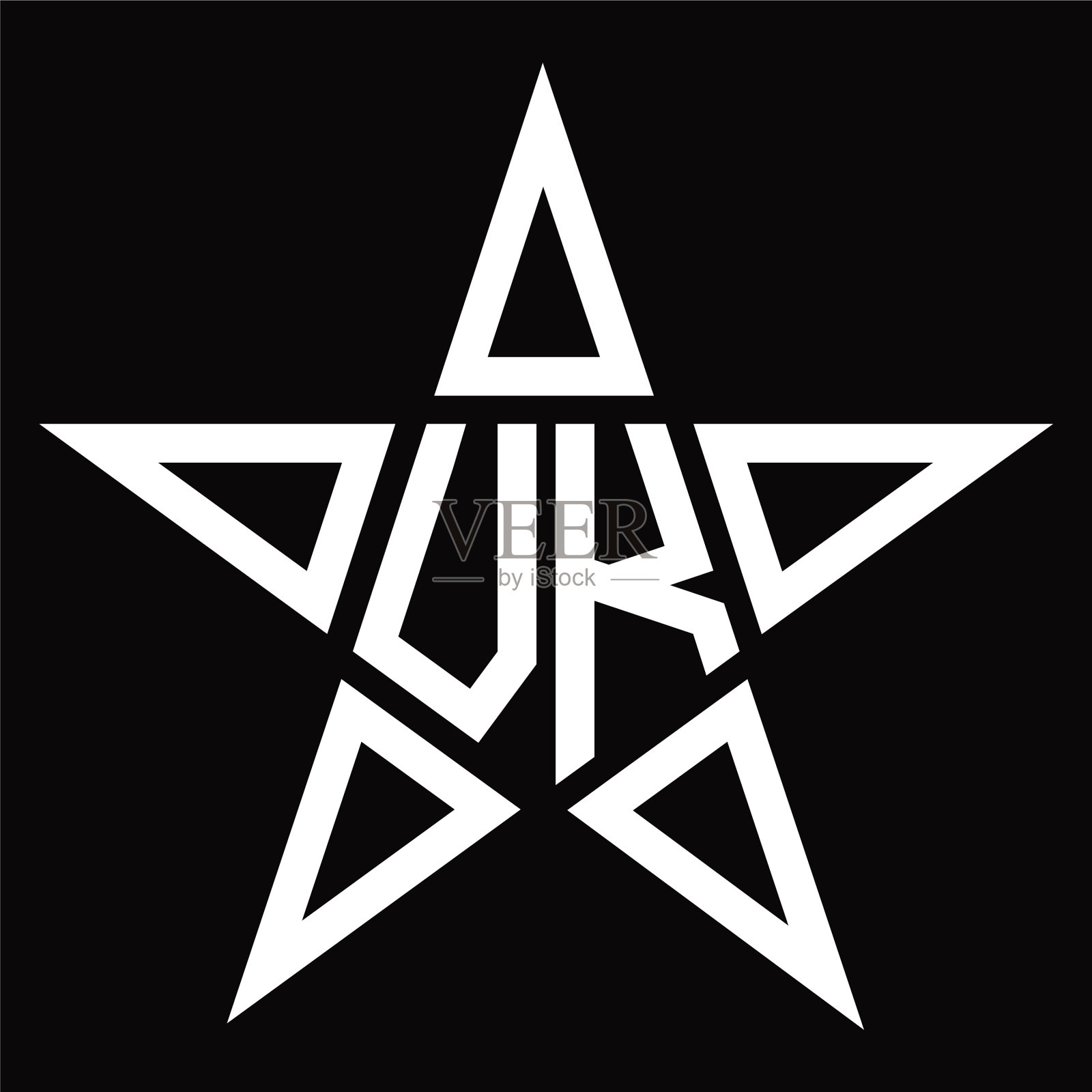 Vk标志字母与星形设计模板插画图片素材