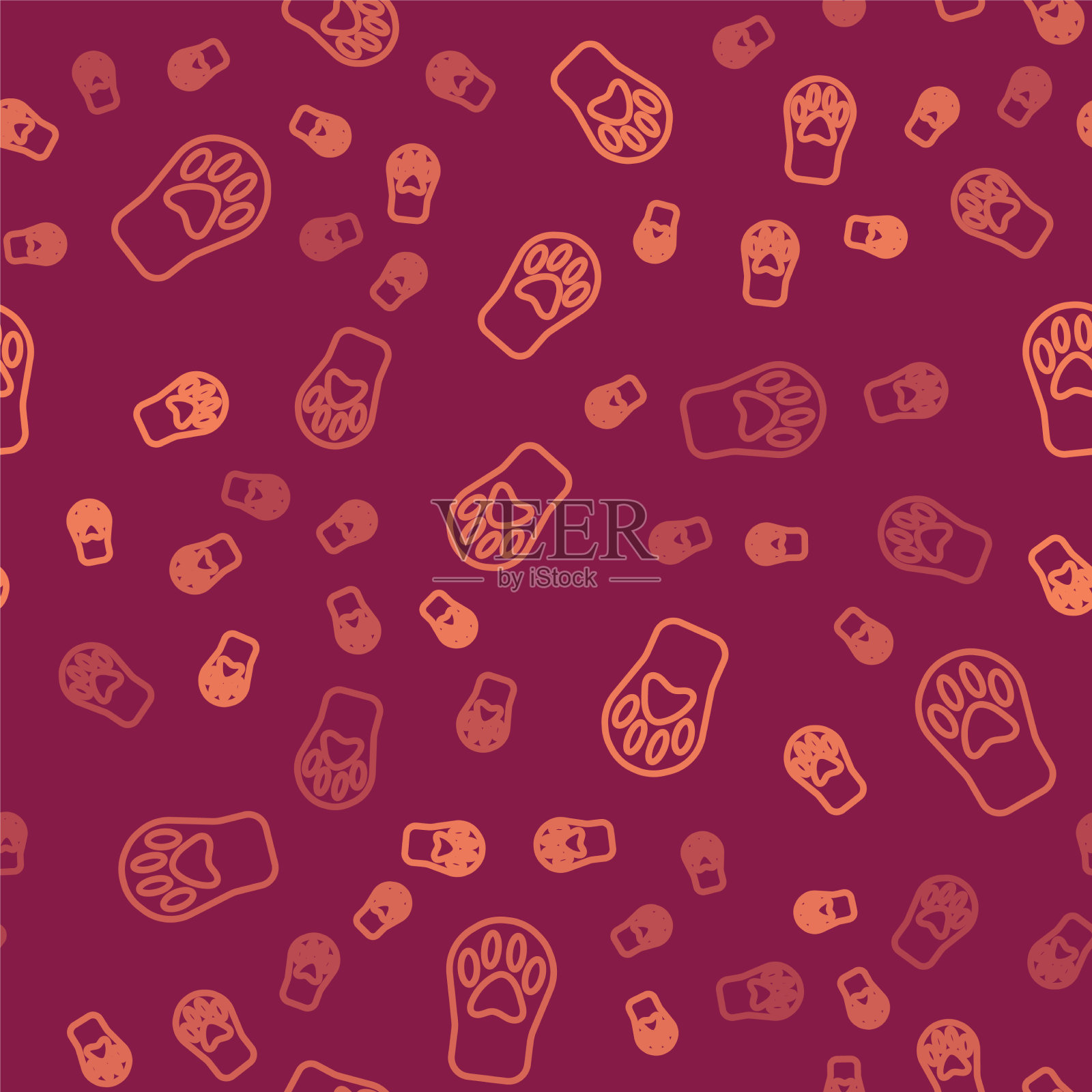 棕色线爪印图标隔离无缝插画图片素材