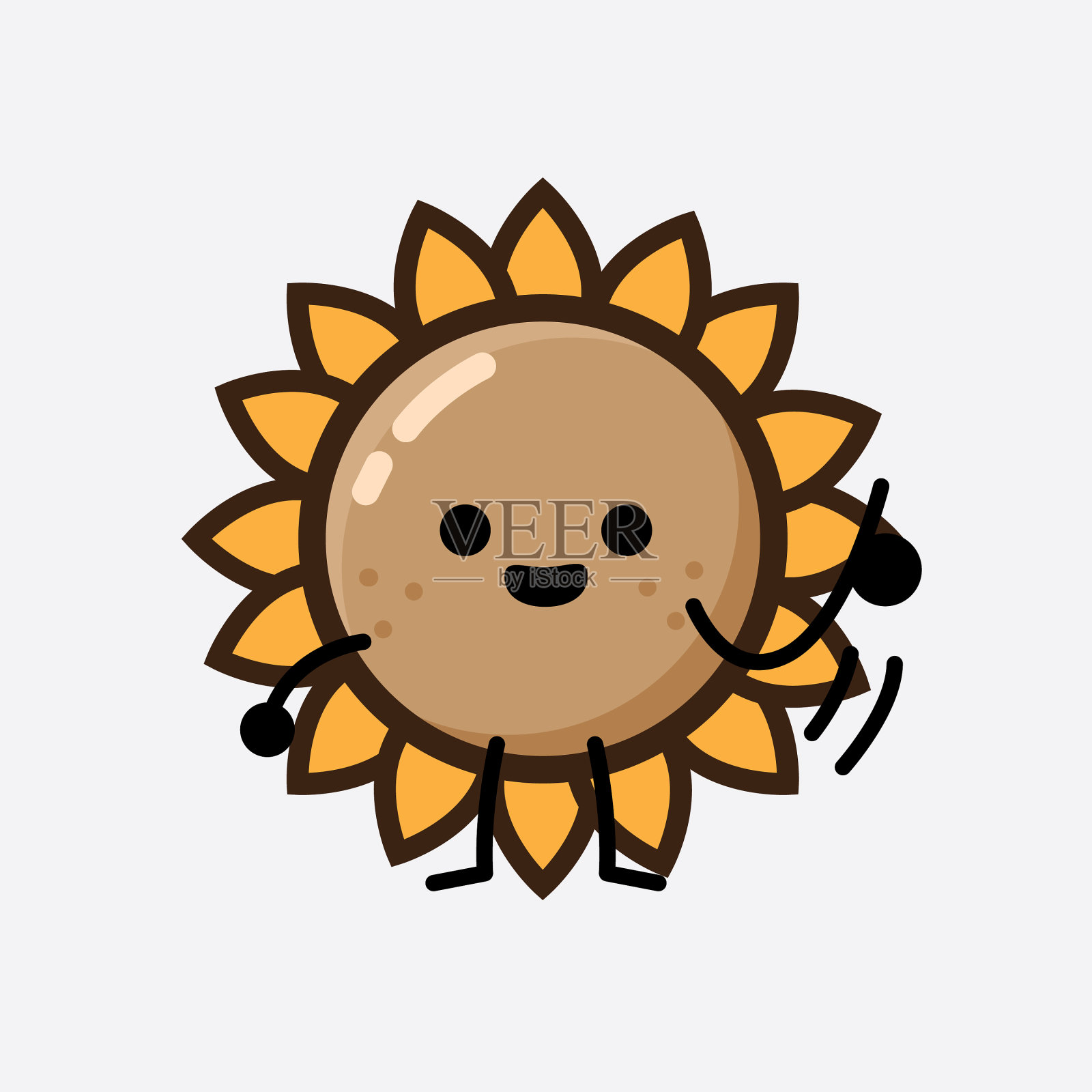 可爱的向日葵人物有着憨厚的脸和双手插画图片素材
