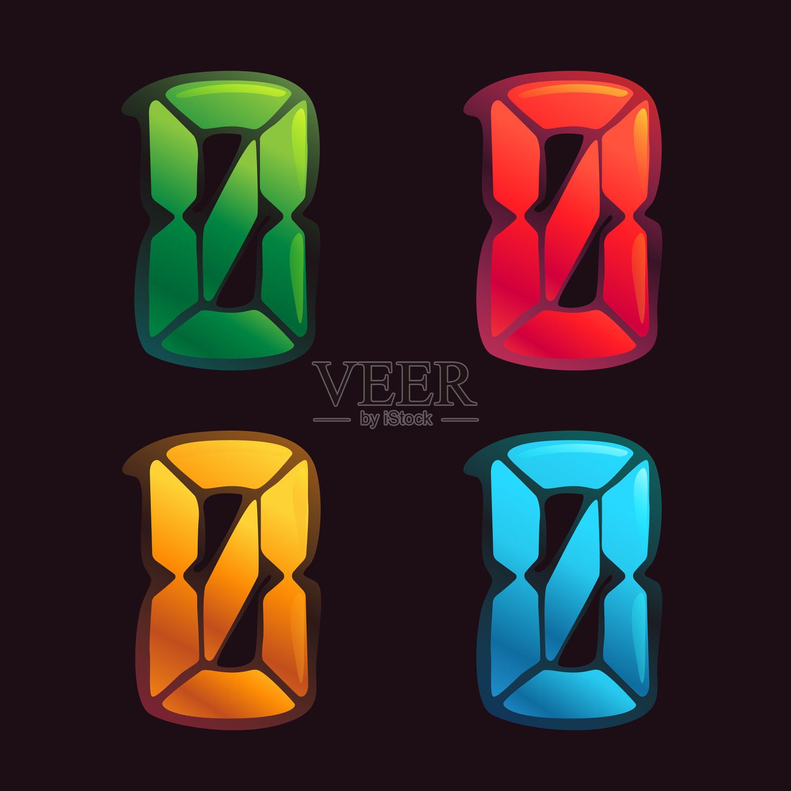 数字零标志在闹钟风格插画图片素材