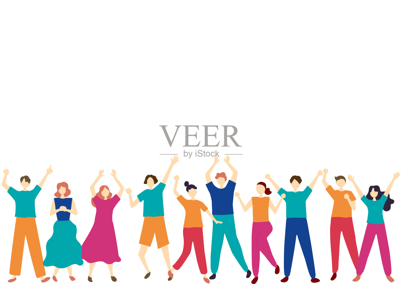 很多快乐的人都是平面风格的插画插画图片素材