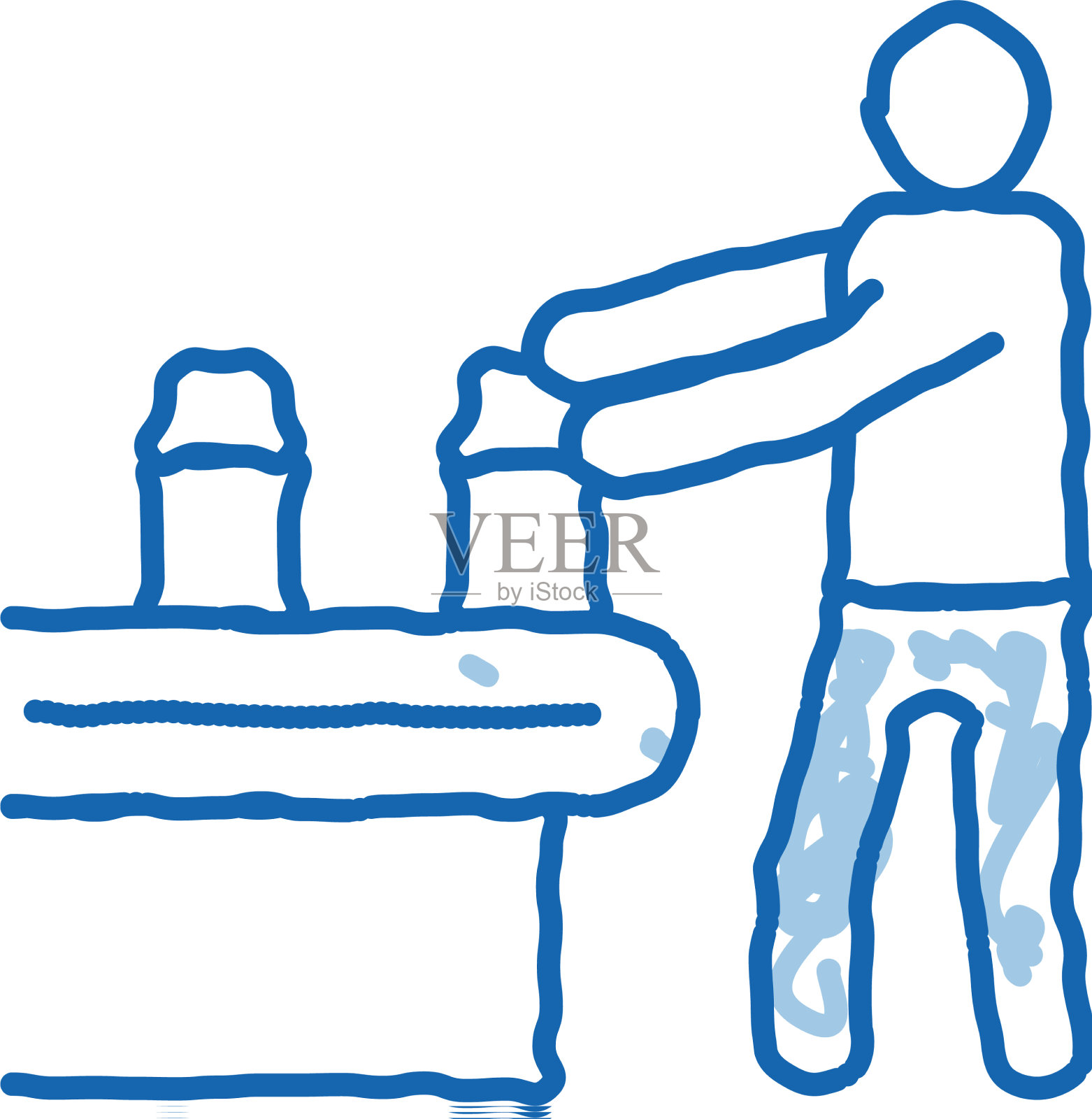 农场牛奶诈骗工人涂鸦图标手绘设计元素图片